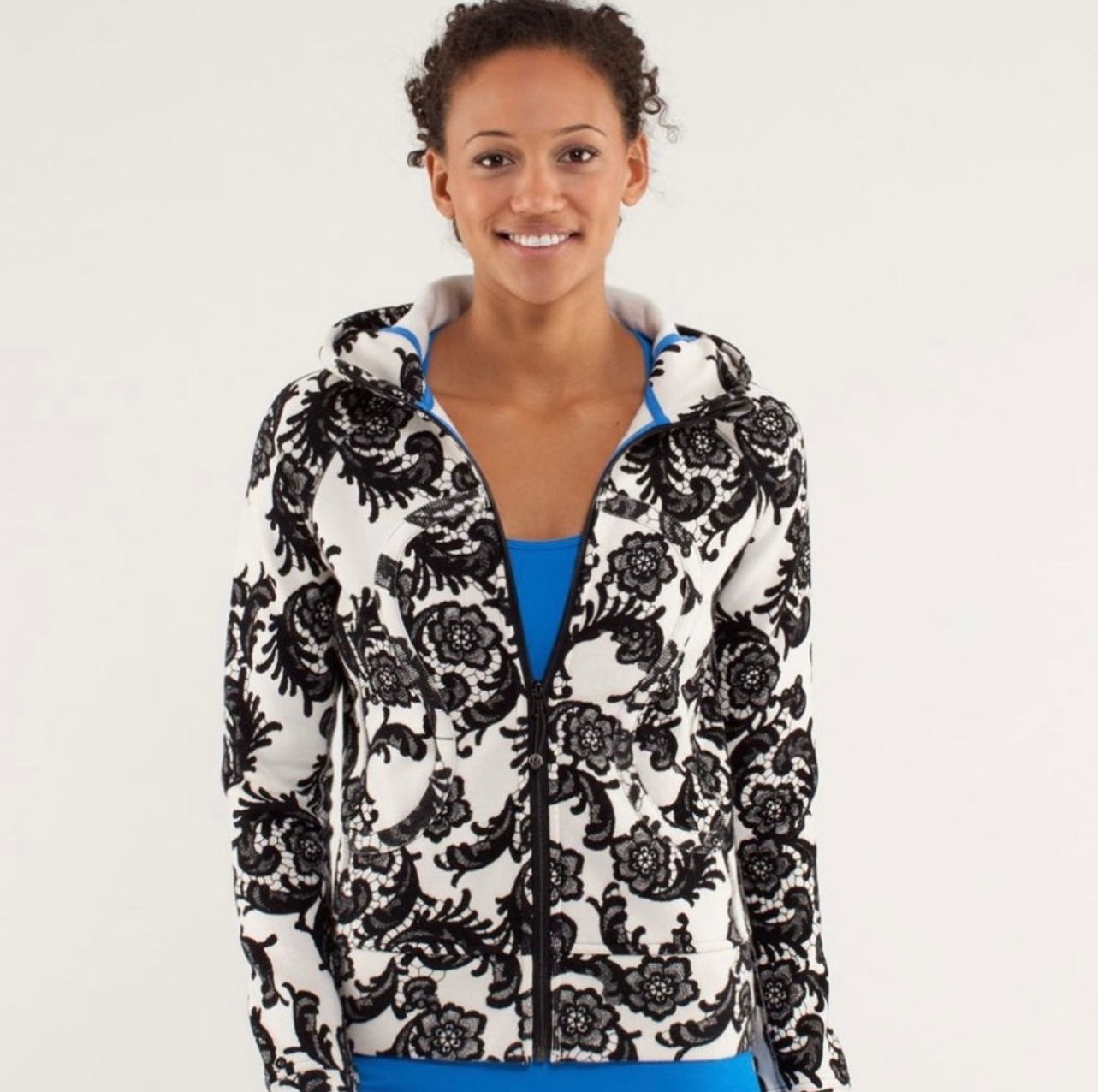 Lululemon Black and White Floral Scuba Hoodie (Size S) – Middle
