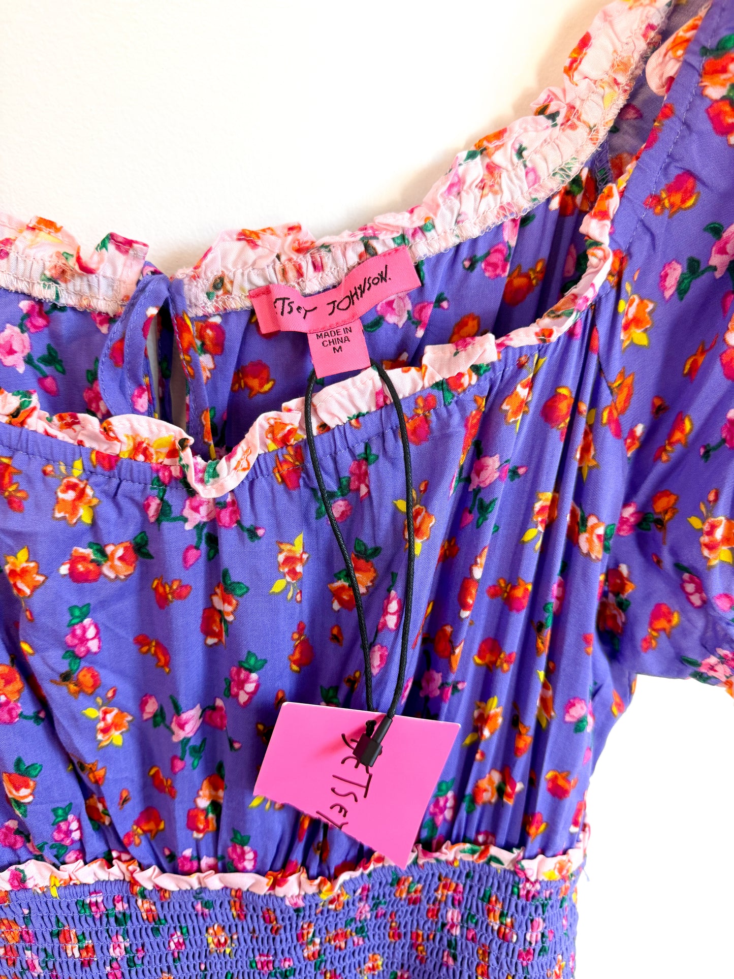 Betsey Johnson "Ditsy Rose Chalis Midi Dress in Veri Peri" NWT (Size M/L)