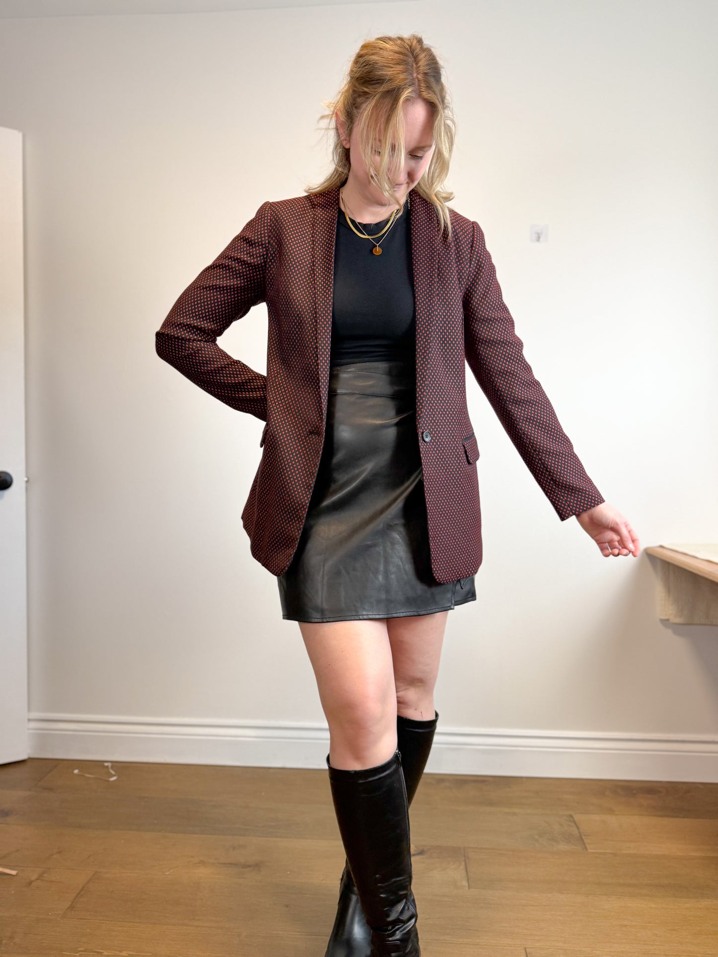 Never Fully Dressed "Black Vegan Leather Mini Jaspre Skirt" (Size 12)