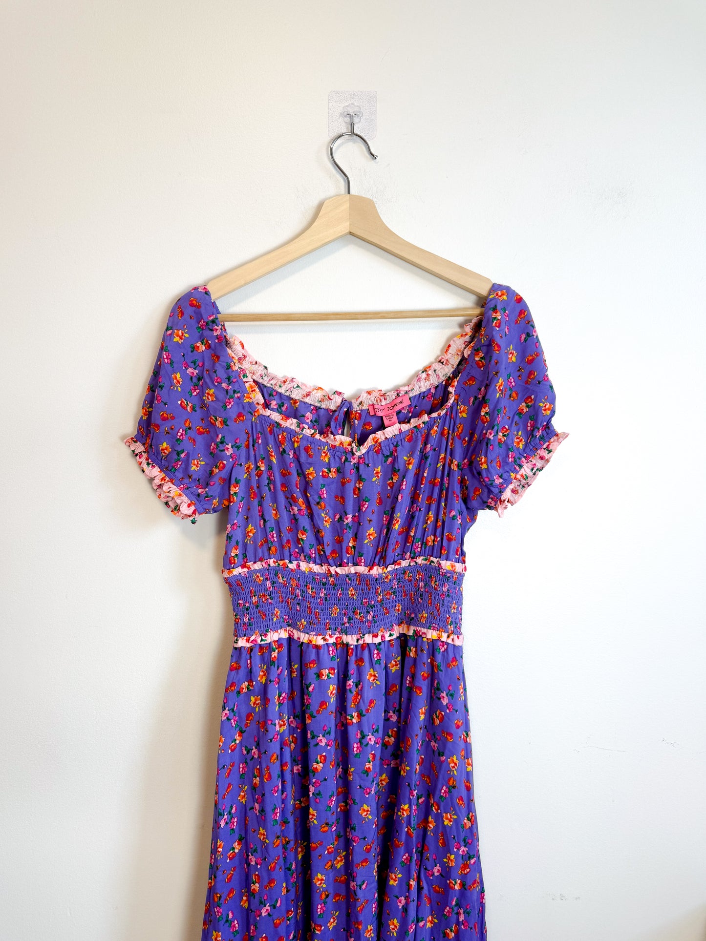 Betsey Johnson "Ditsy Rose Chalis Midi Dress in Veri Peri" NWT (Size M/L)