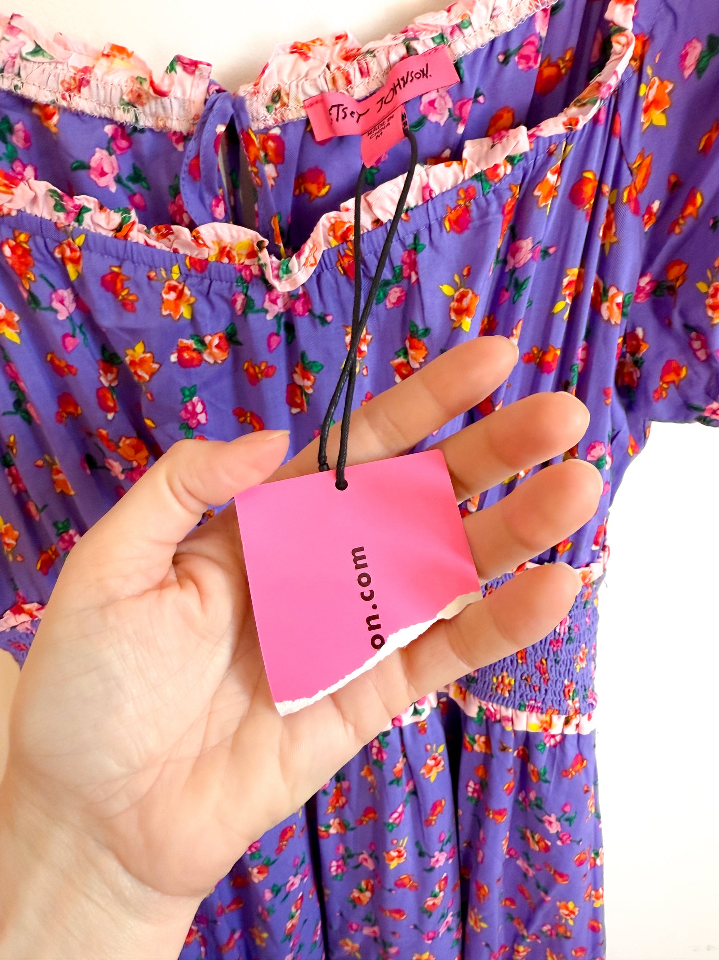 Betsey Johnson "Ditsy Rose Chalis Midi Dress in Veri Peri" NWT (Size M/L)