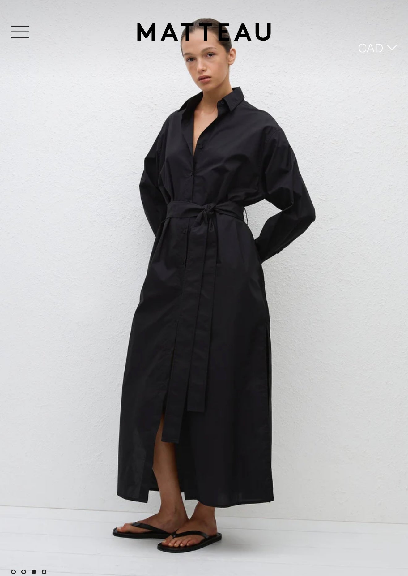 MATTEAU "Everyday Shirt Dress in Black" (Size M/L)