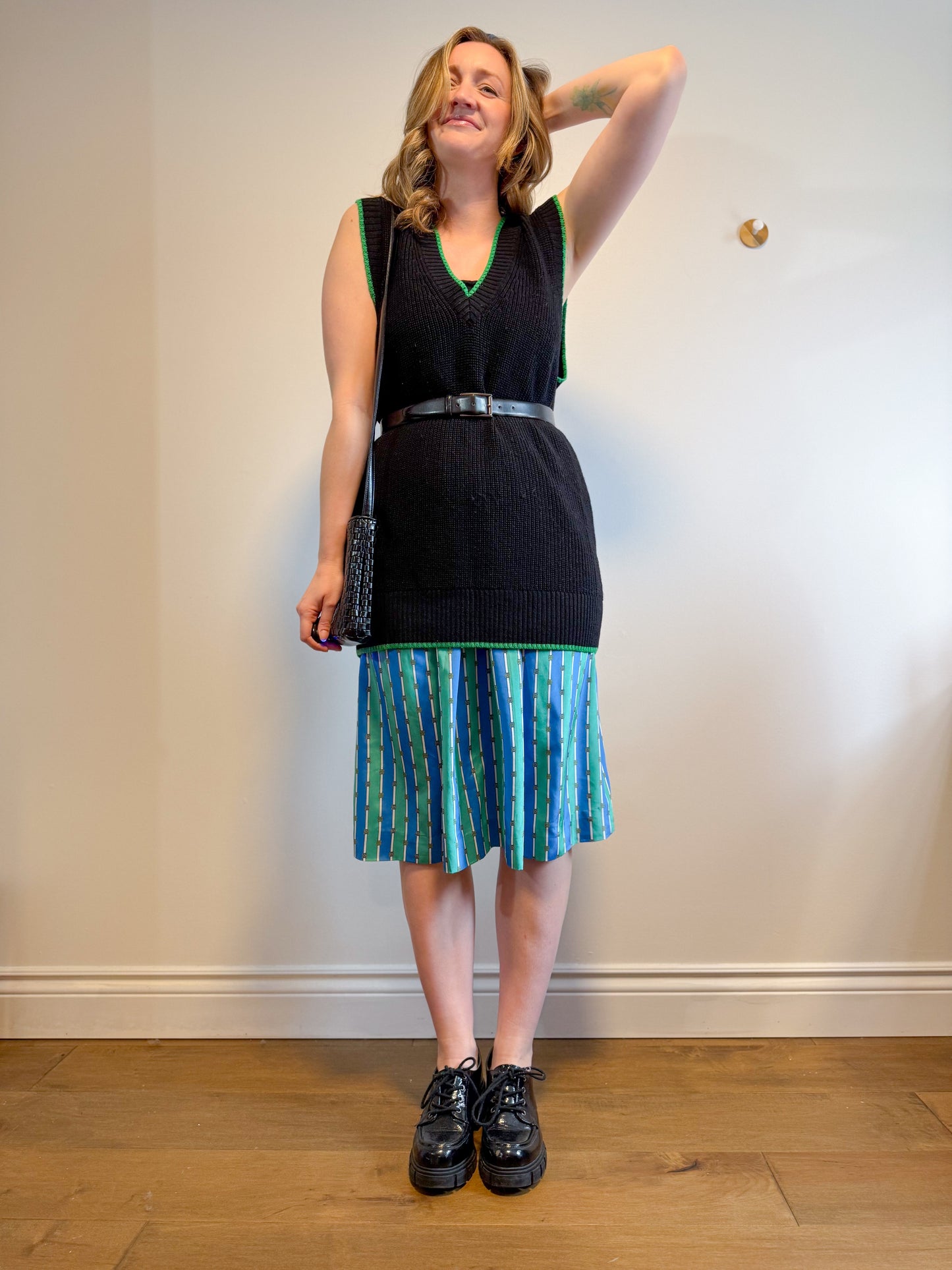 Vintage 1970s John Meyer Striped Midi Skirt (Size M)