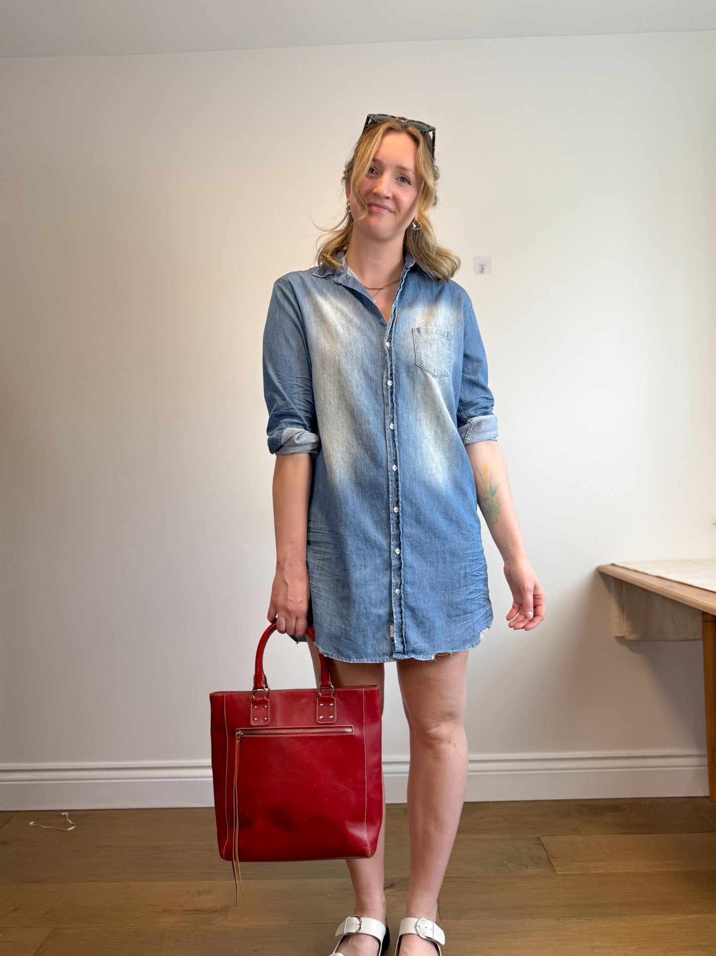 Frank & Eileen "Mary Ruffle Ruffle Collar Shirtdress" (Size S/M)