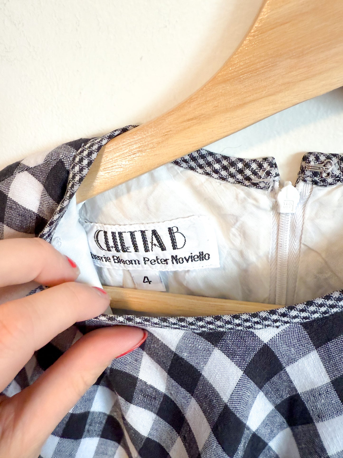 Vintage Gingham Mini Dress in Black/White (Size S)