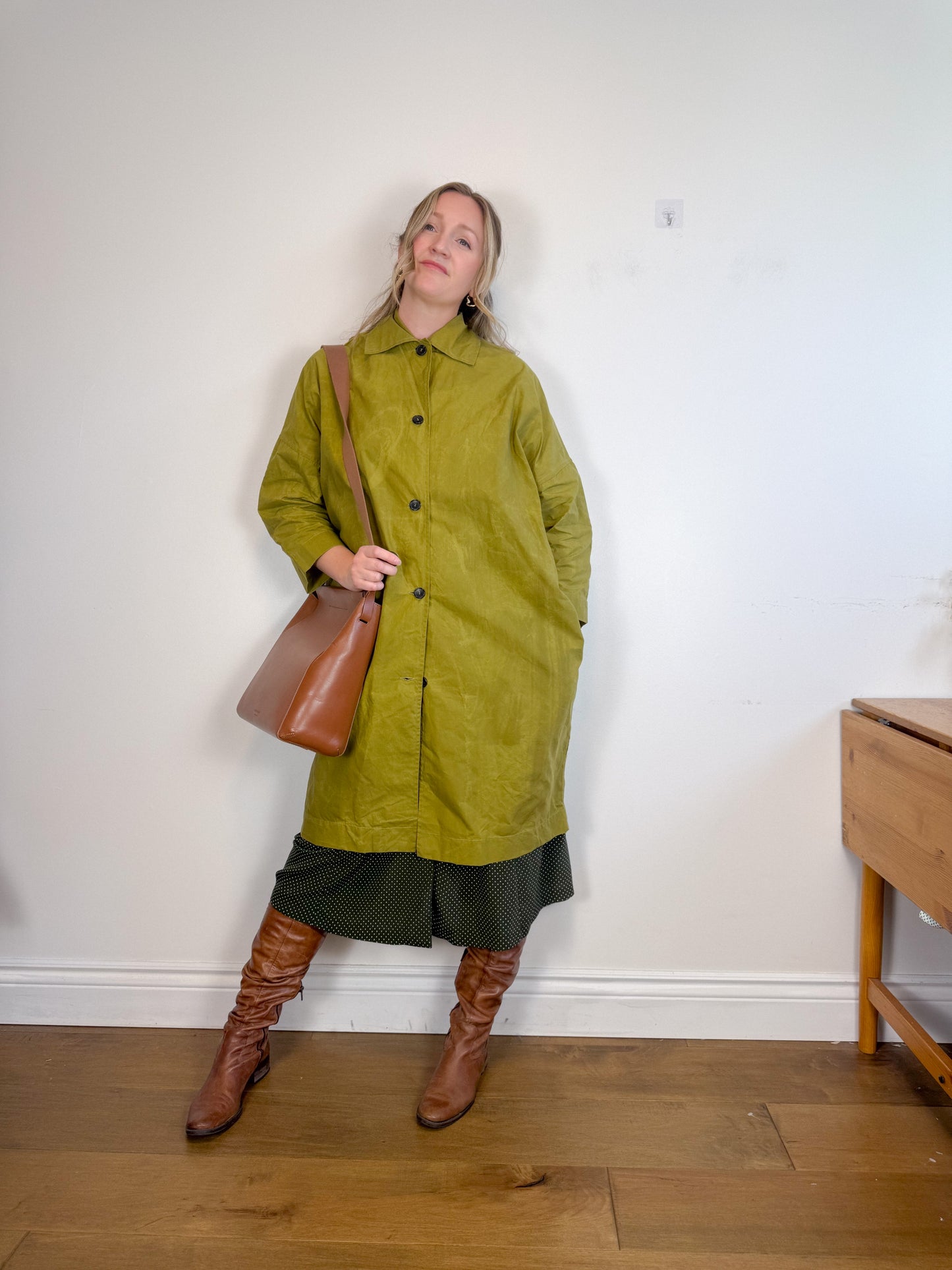 Cawley Studio Designer Canvas Trench Coat in Green (Size S-L)