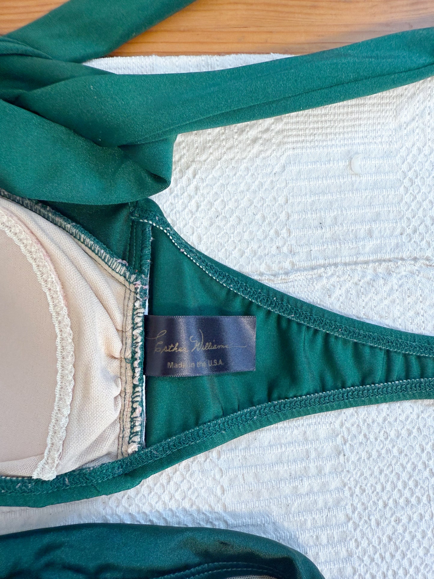 Esther Williams Emerald Green Retro Two Piece Bikini (Size L)
