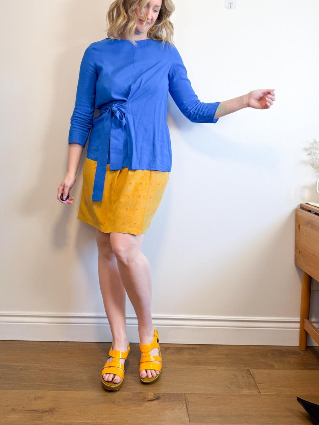 COS Wrap Style 3/4 Sleeve Blouse in Royal Blue (Size 8)