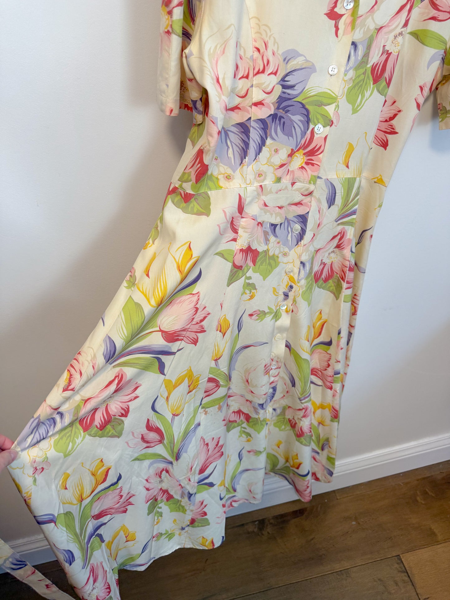 Vintage Piazza Sempione Floral Midi Dress (Size L)