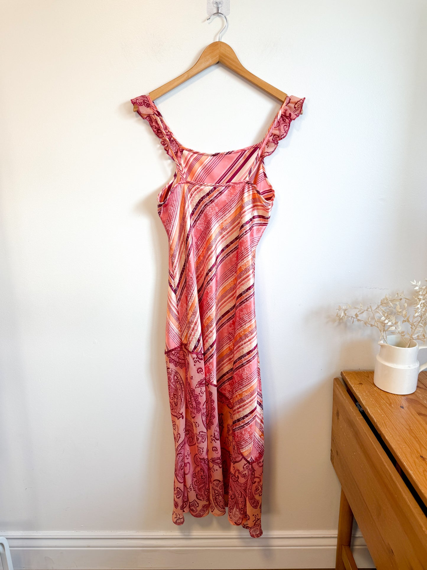 Vintage Slip Dress in Pink Stripe/Floral (Size M)