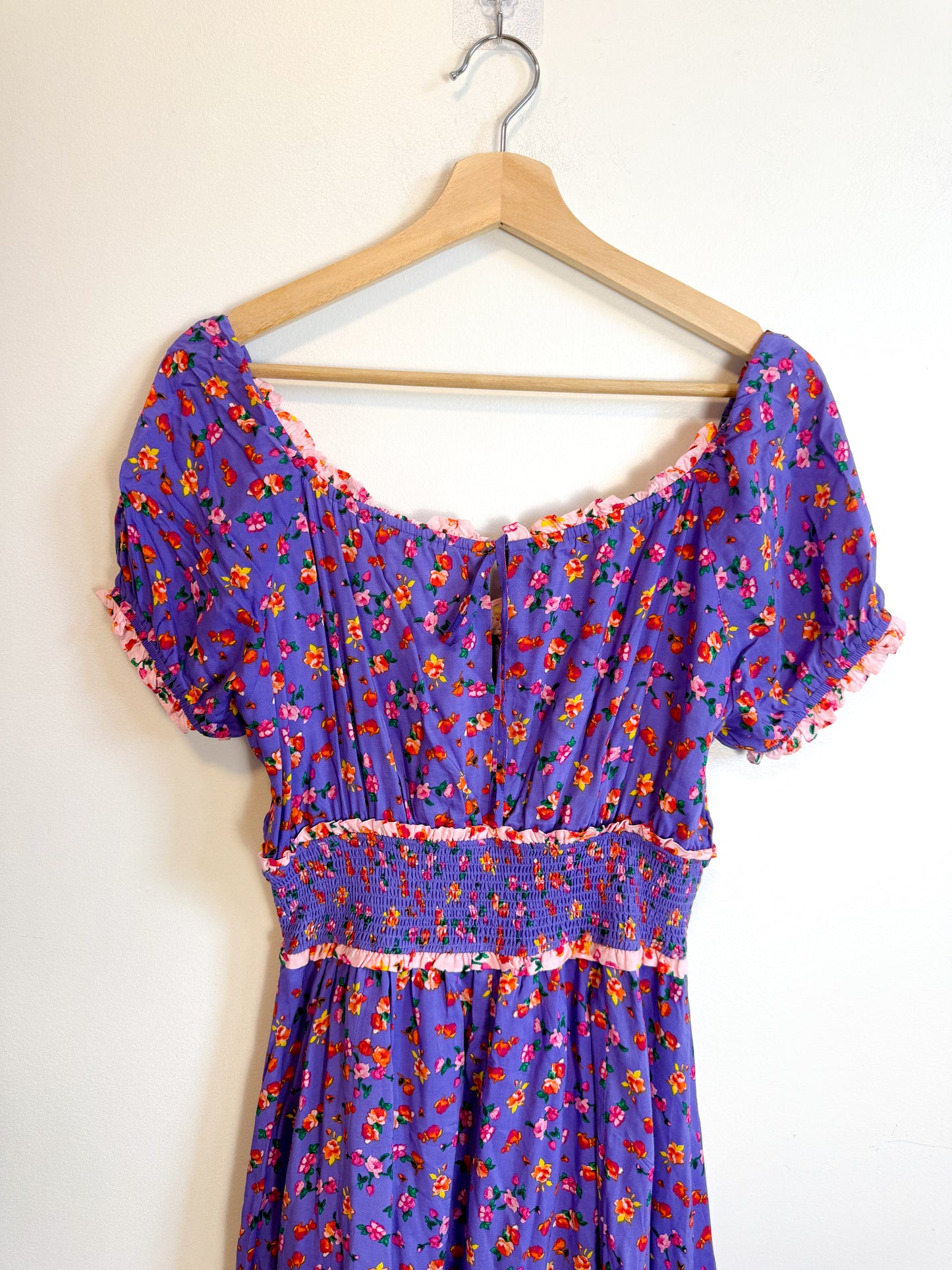Betsey Johnson "Ditsy Rose Chalis Midi Dress in Veri Peri" NWT (Size M/L)