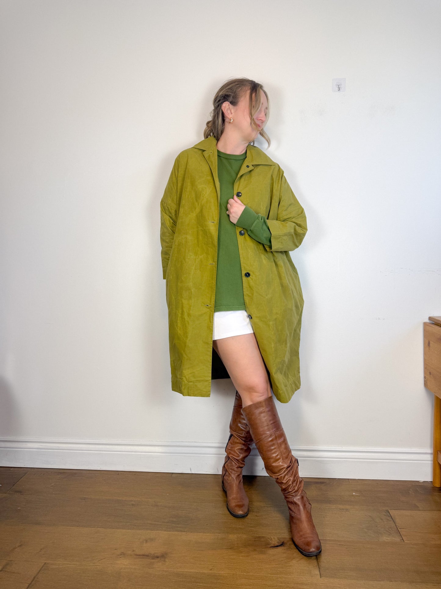 Cawley Studio Designer Canvas Trench Coat in Green (Size S-L)