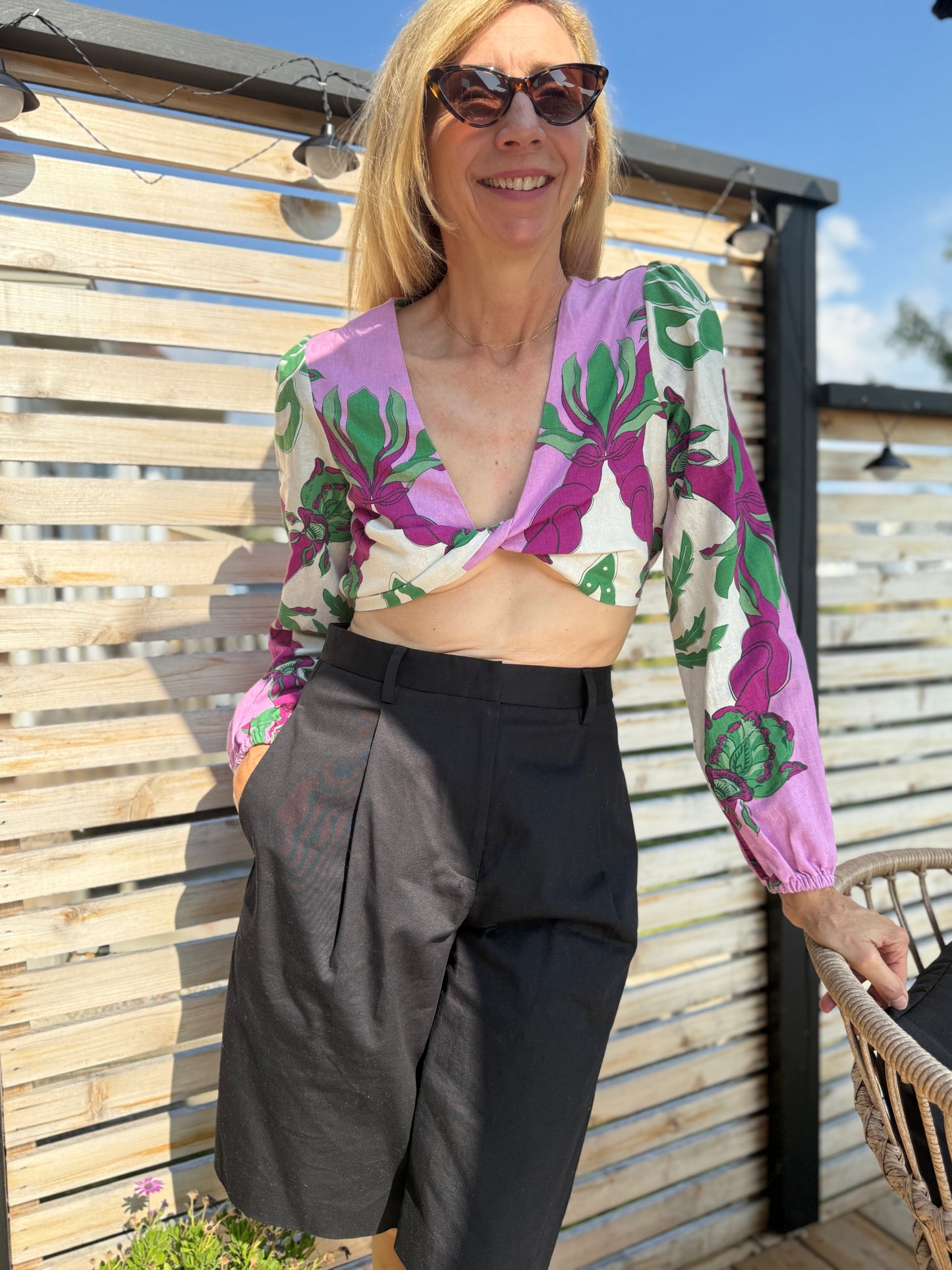 Caroline Constas Linen Twist Front Crop Top NWT (Size S)