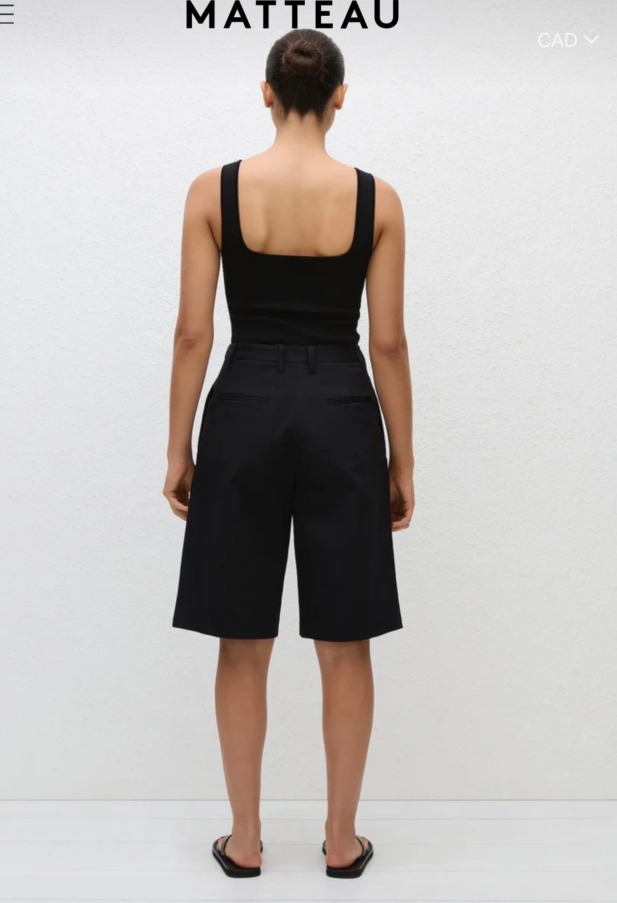MATTEAU Designer "Long Chino Short in Black" (Size 6)