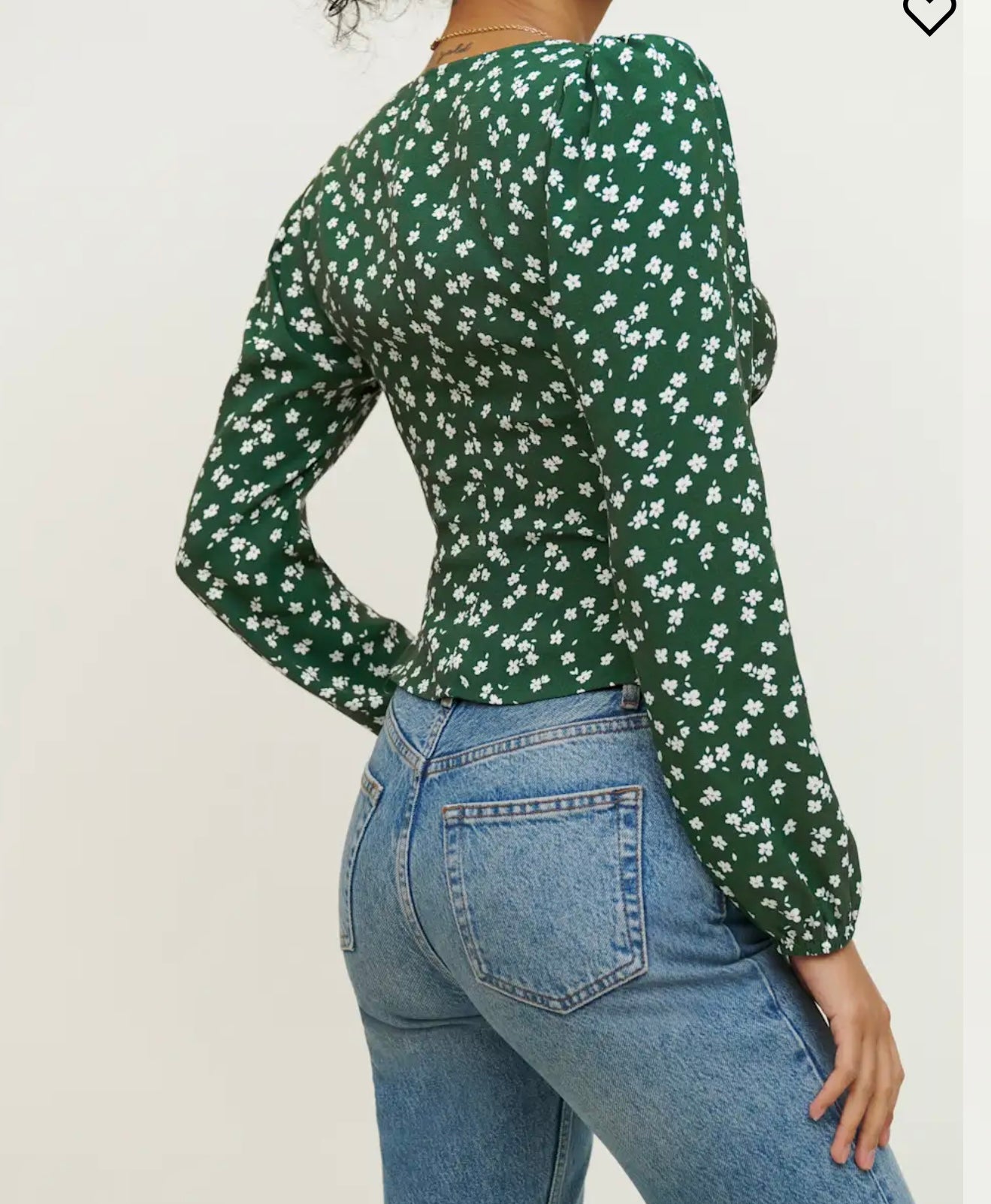 Reformation "Nell Top in Green Floral" (Size S)