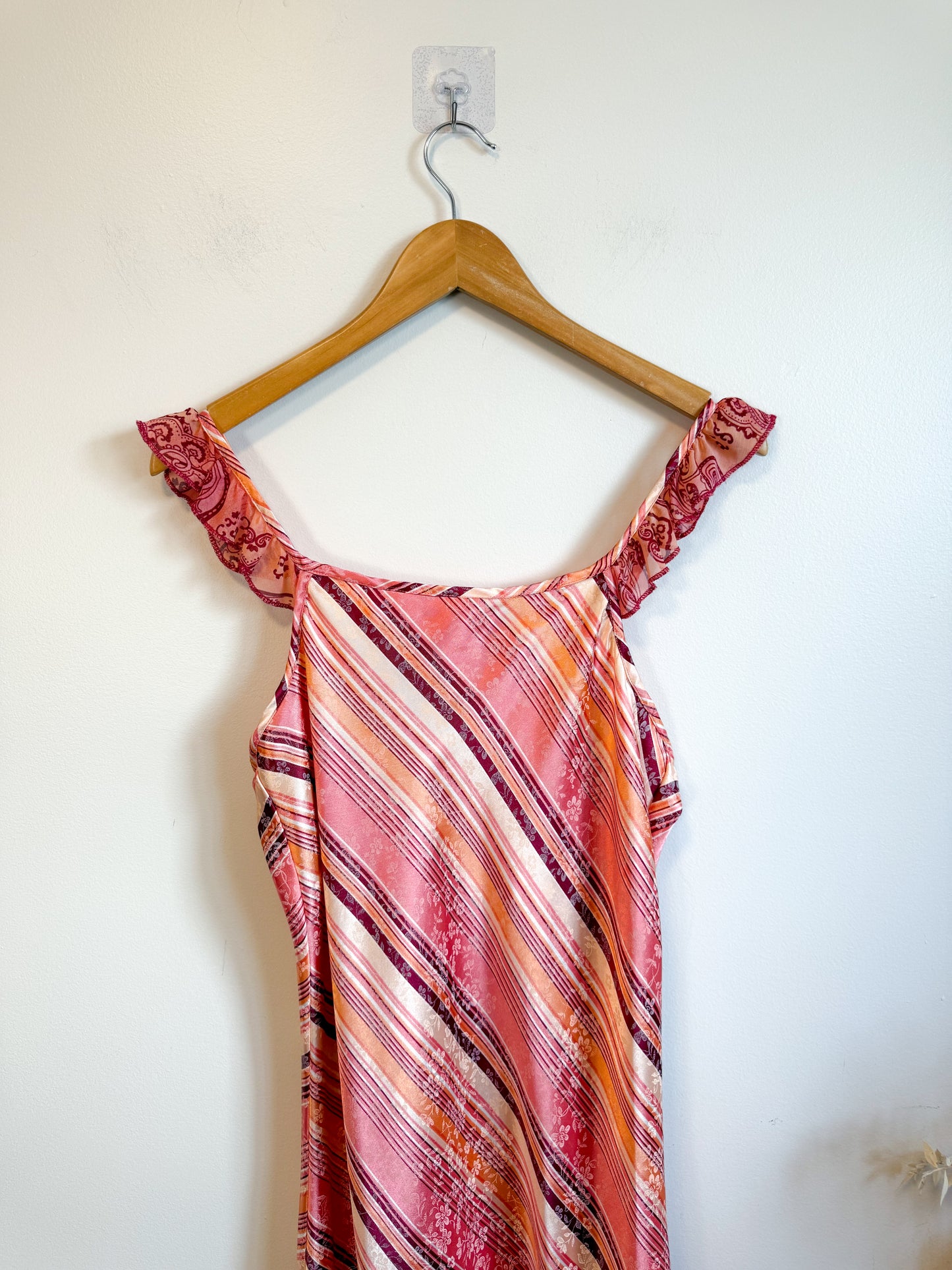 Vintage Slip Dress in Pink Stripe/Floral (Size M)