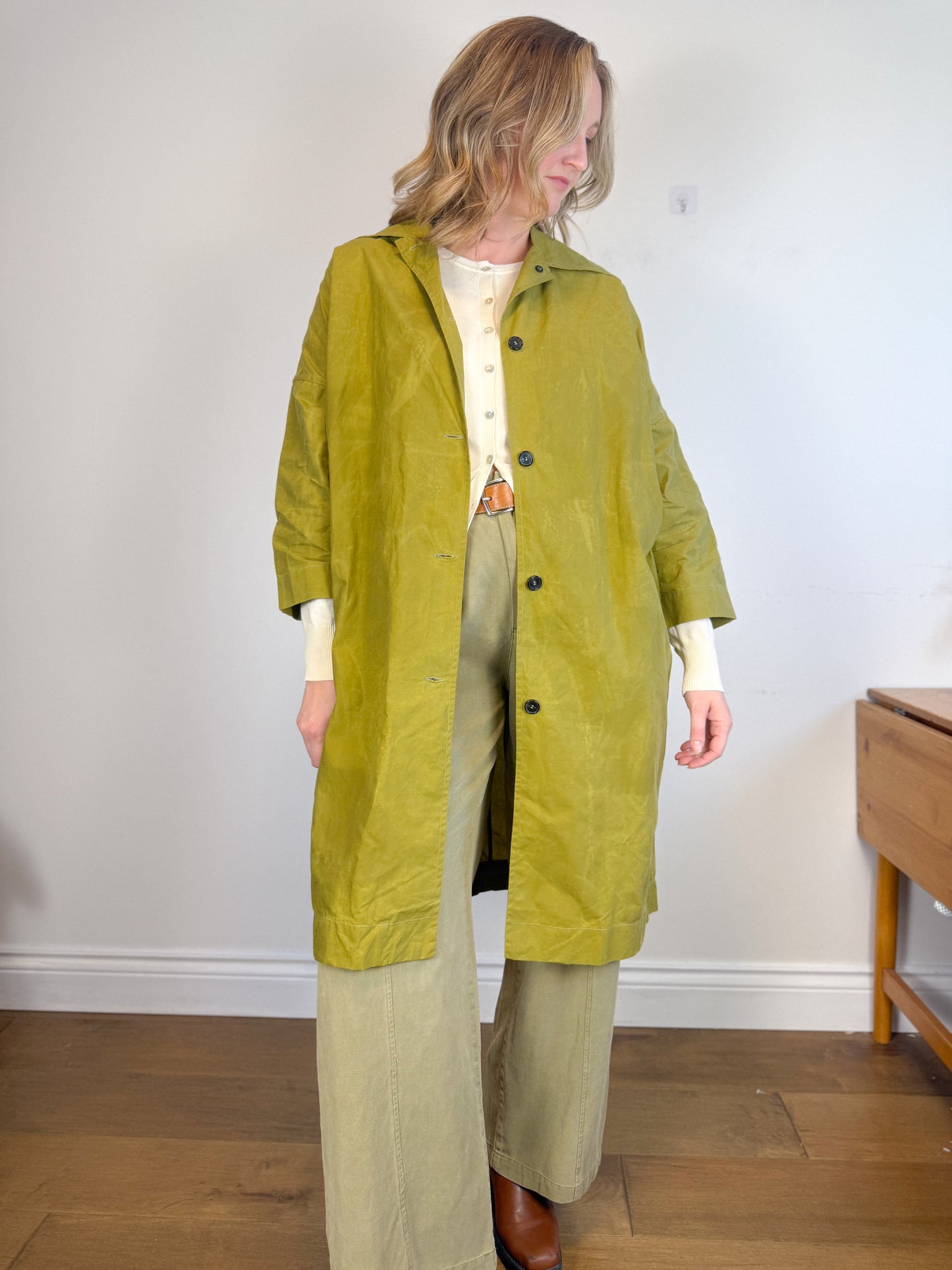 Cawley Studio Designer Canvas Trench Coat in Green (Size S-L)