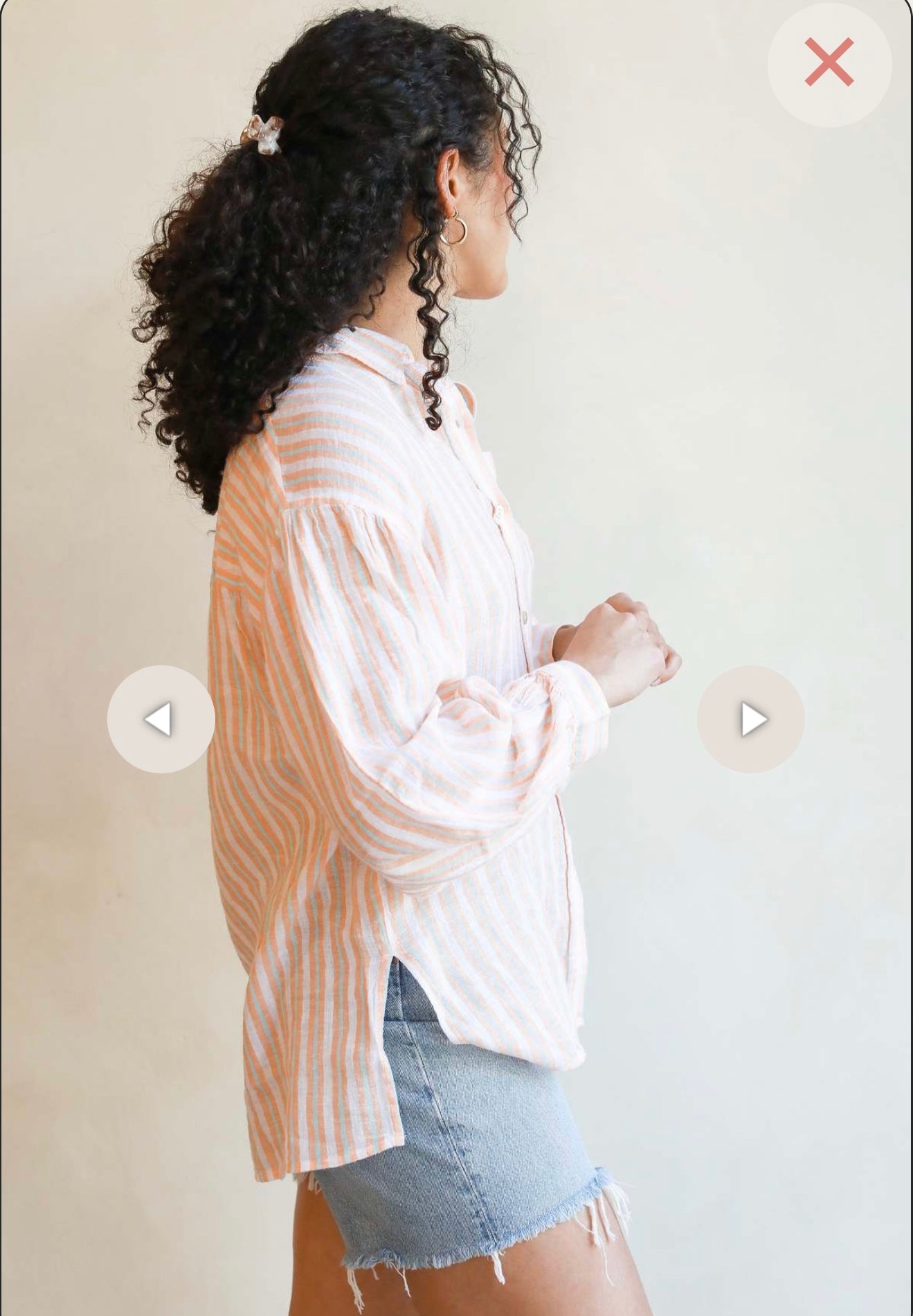 Rails "Clio Button Up Shirt in Clementine Stripe" (Size XS/S)