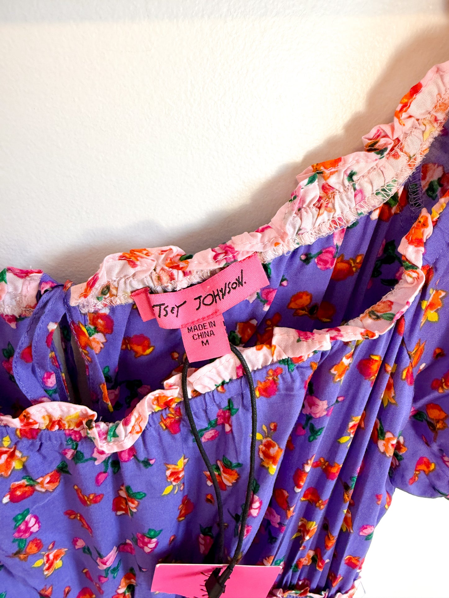 Betsey Johnson "Ditsy Rose Chalis Midi Dress in Veri Peri" NWT (Size M/L)