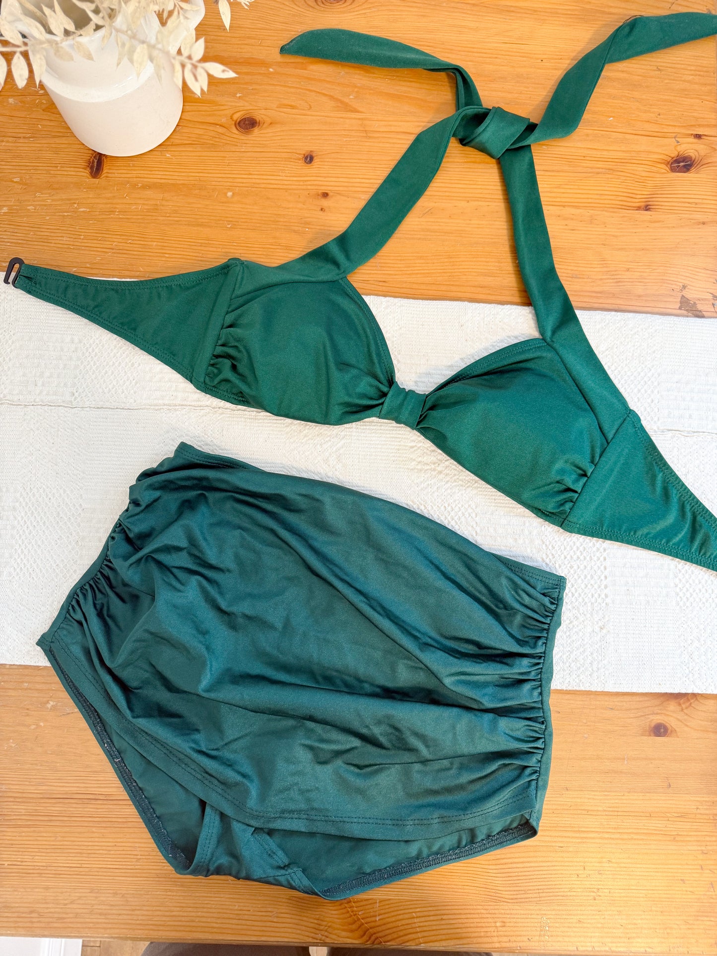 Esther Williams Emerald Green Retro Two Piece Bikini (Size L)