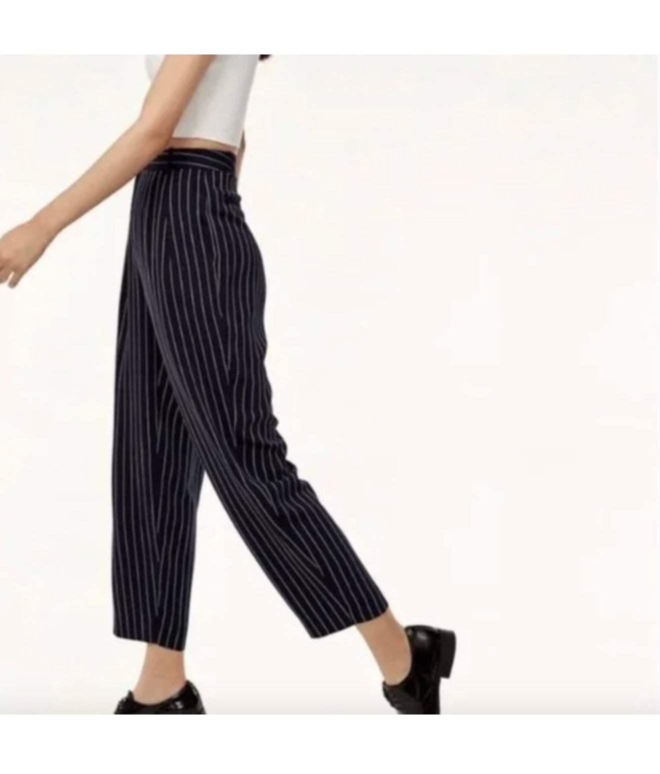 Babaton Pinstriped "Modesto Trousers in Navy/White" (Size 6)