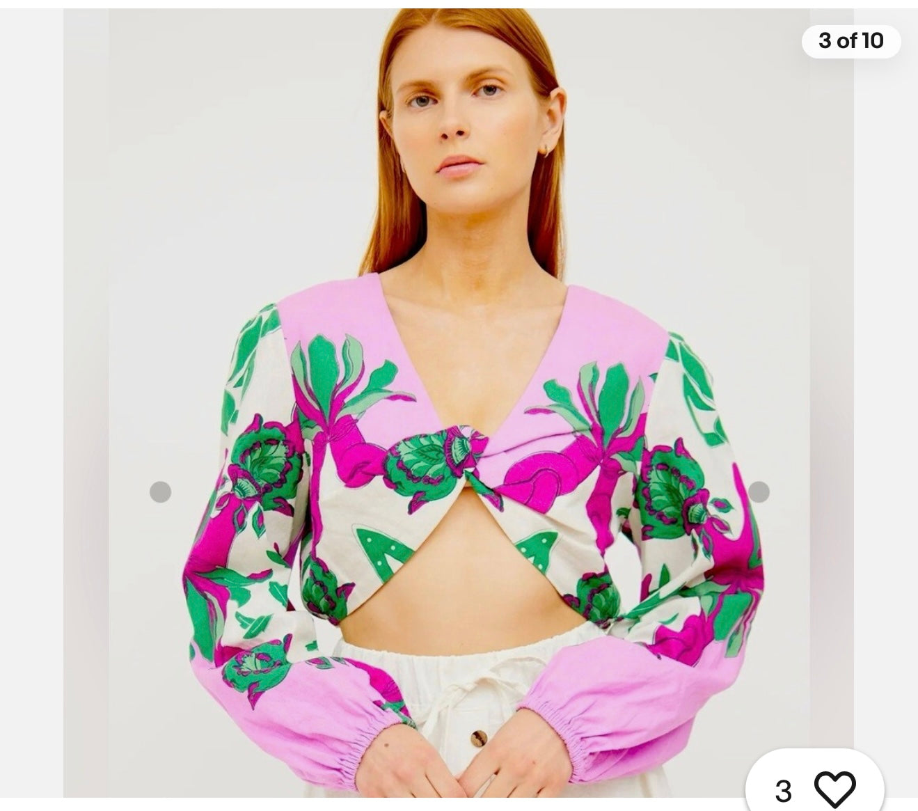 Caroline Constas Linen Twist Front Crop Top NWT (Size S)