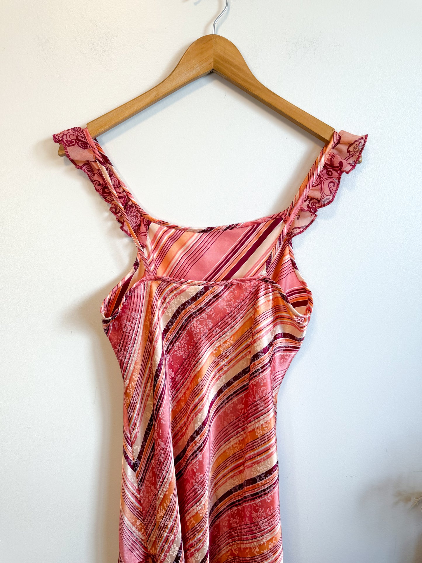 Vintage Slip Dress in Pink Stripe/Floral (Size M)