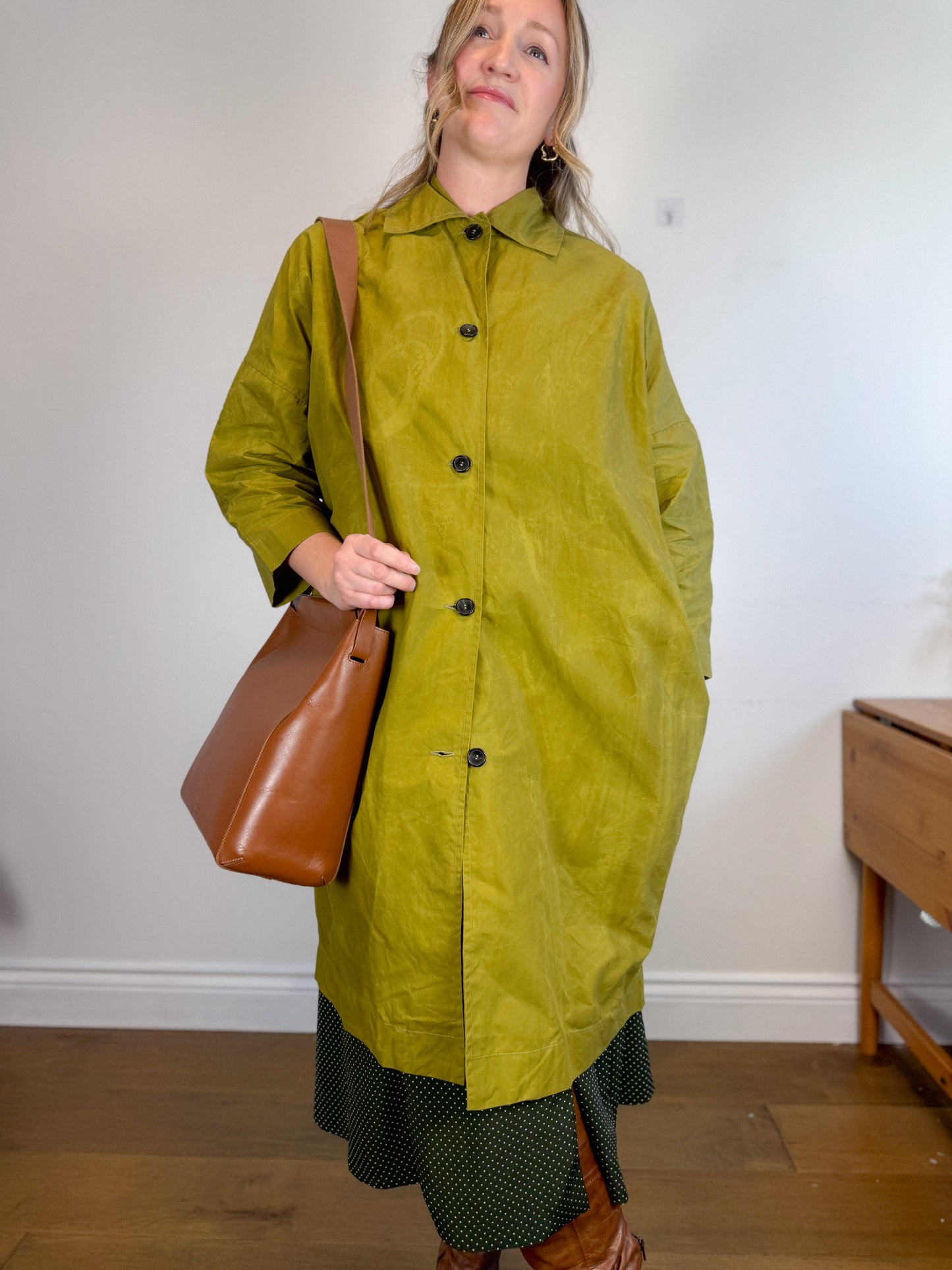 Cawley Studio Designer Canvas Trench Coat in Green (Size S-L)