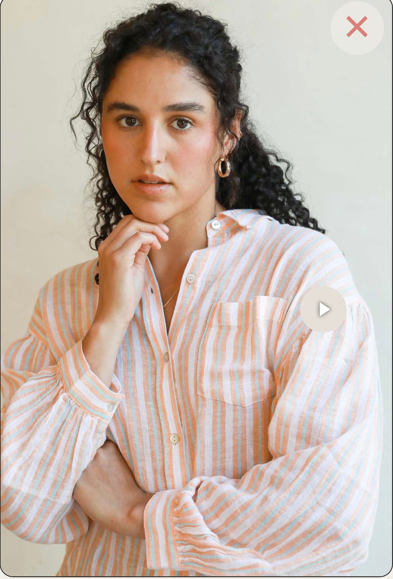 Rails "Clio Button Up Shirt in Clementine Stripe" (Size XS/S)