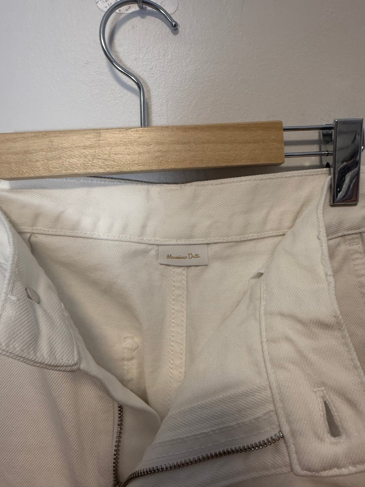Massimo Dutti High Waist Wide Leg Jeans in White (Size 12)
