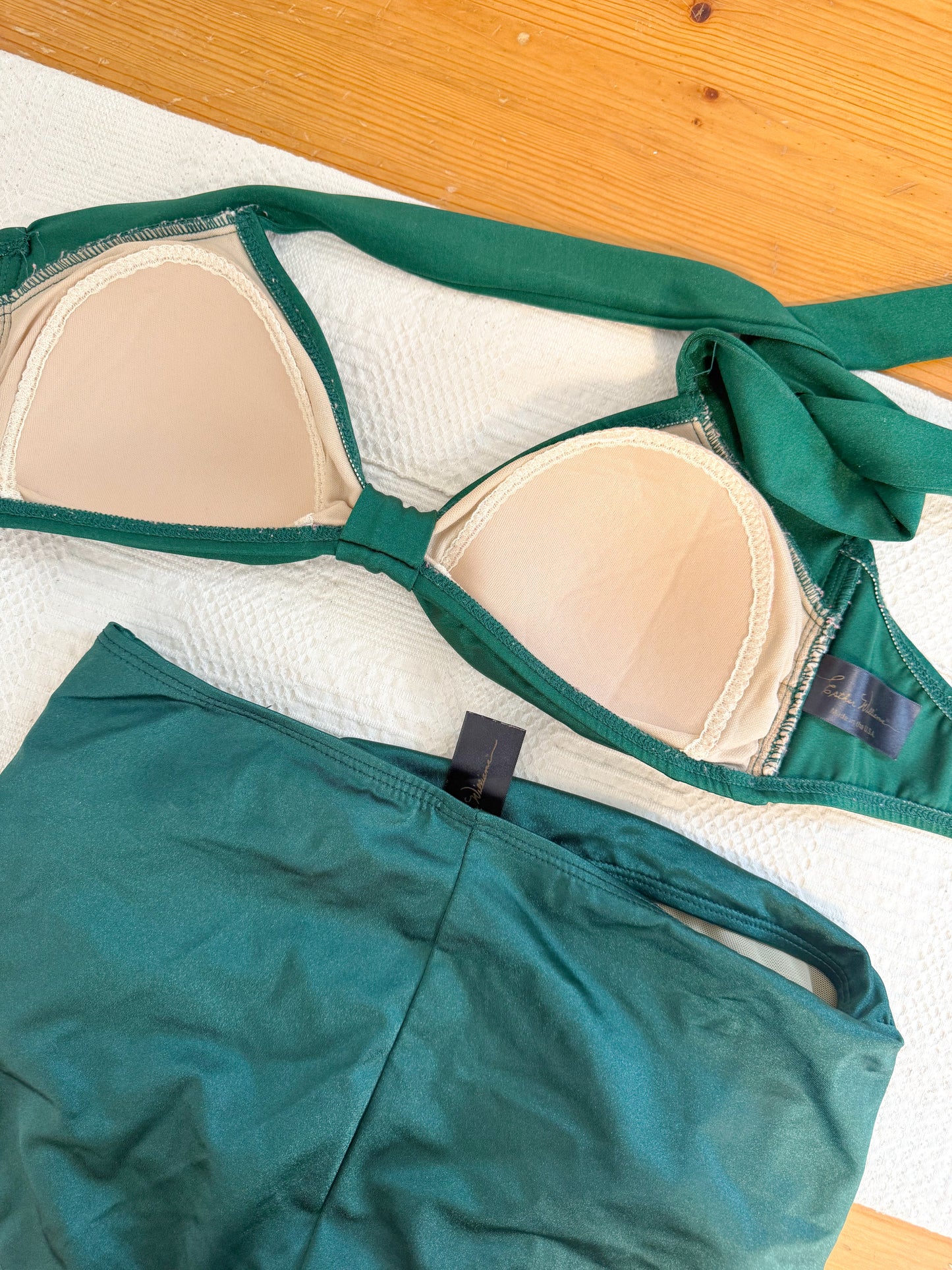 Esther Williams Emerald Green Retro Two Piece Bikini (Size L)