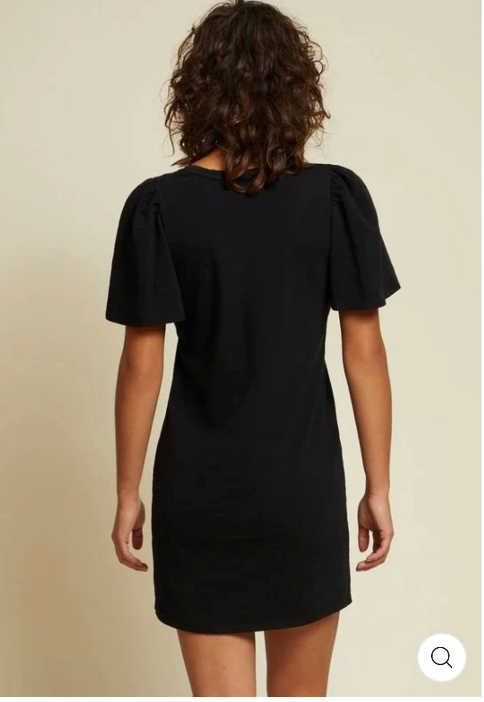 Nation Ltd Slow Fashion Black Mini Dress with Puff Sleeve (Size S)