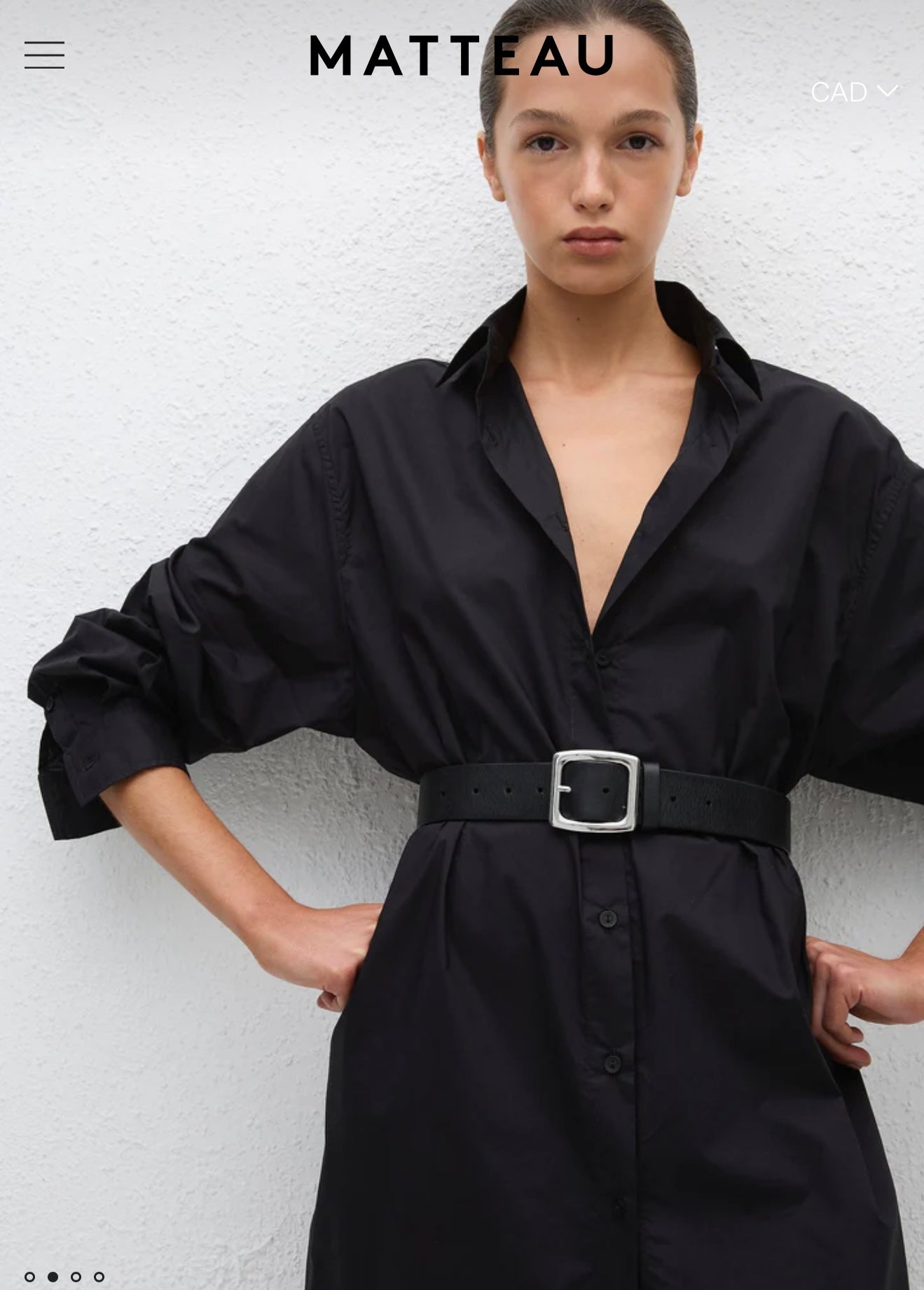 MATTEAU "Everyday Shirt Dress in Black" (Size M/L)