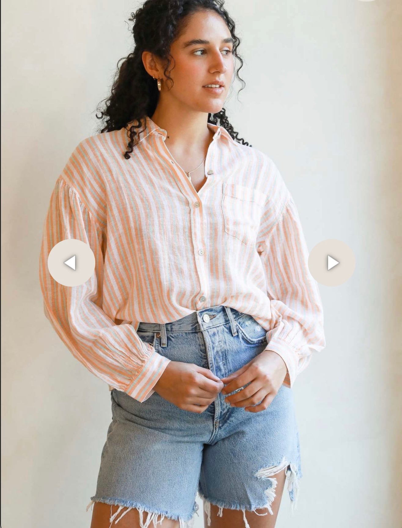 Rails "Clio Button Up Shirt in Clementine Stripe" (Size XS/S)
