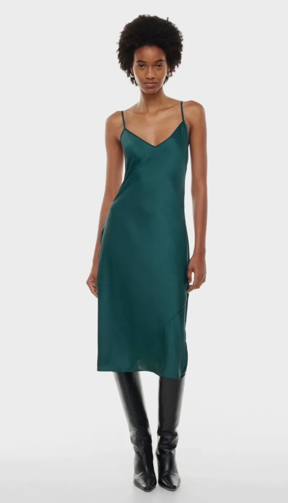 Wilfred Only Slip Satin Midi Dress in Forest Green Size S Middle Child Vintage Shop