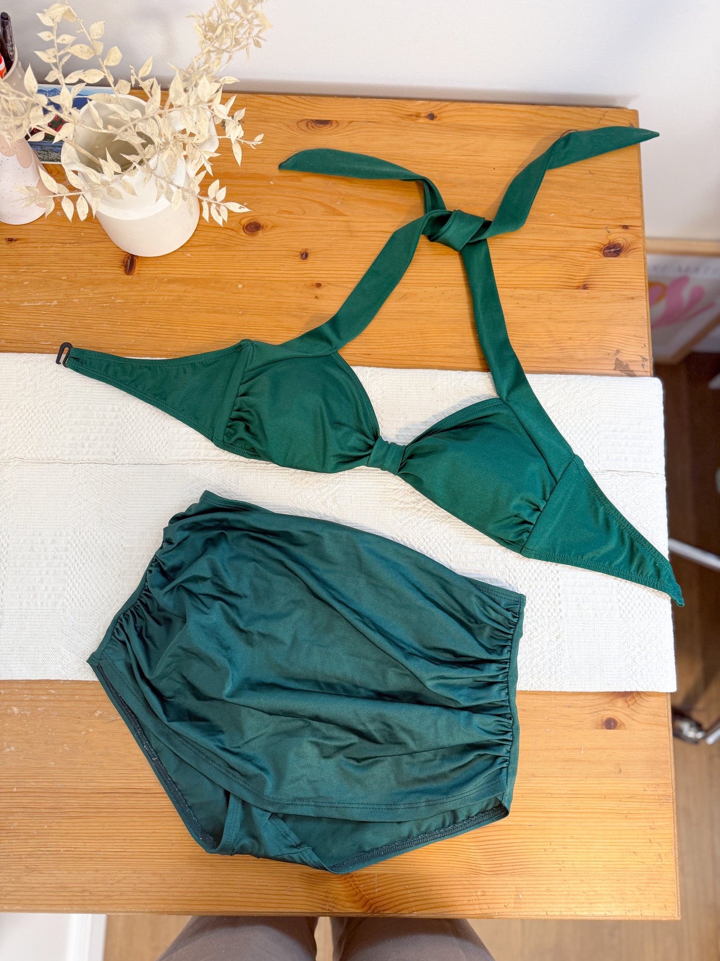 Esther Williams Emerald Green Retro Two Piece Bikini (Size L)