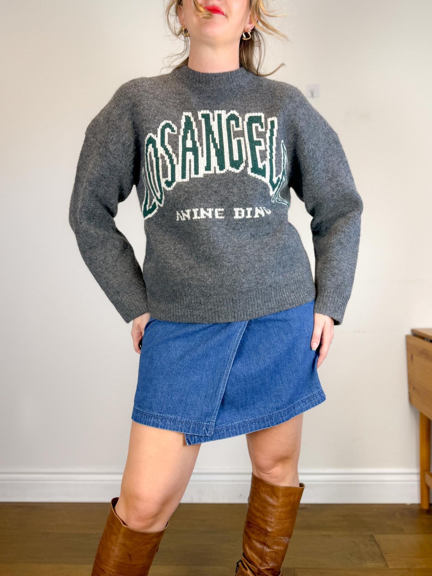 Los Angeles Knit Crewneck in Grey SOLD AS IS (Size L)