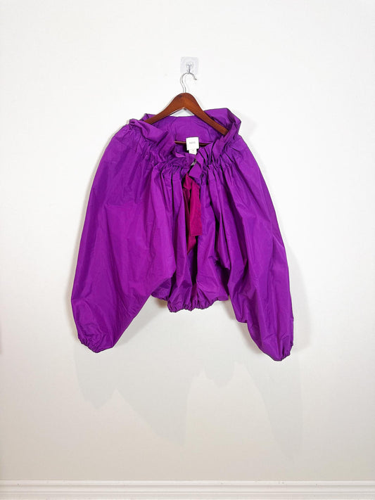 PATOU Designer "Patou Drawstring Collar Top in Eco-Friendly Faille in Anemone" (One Size)