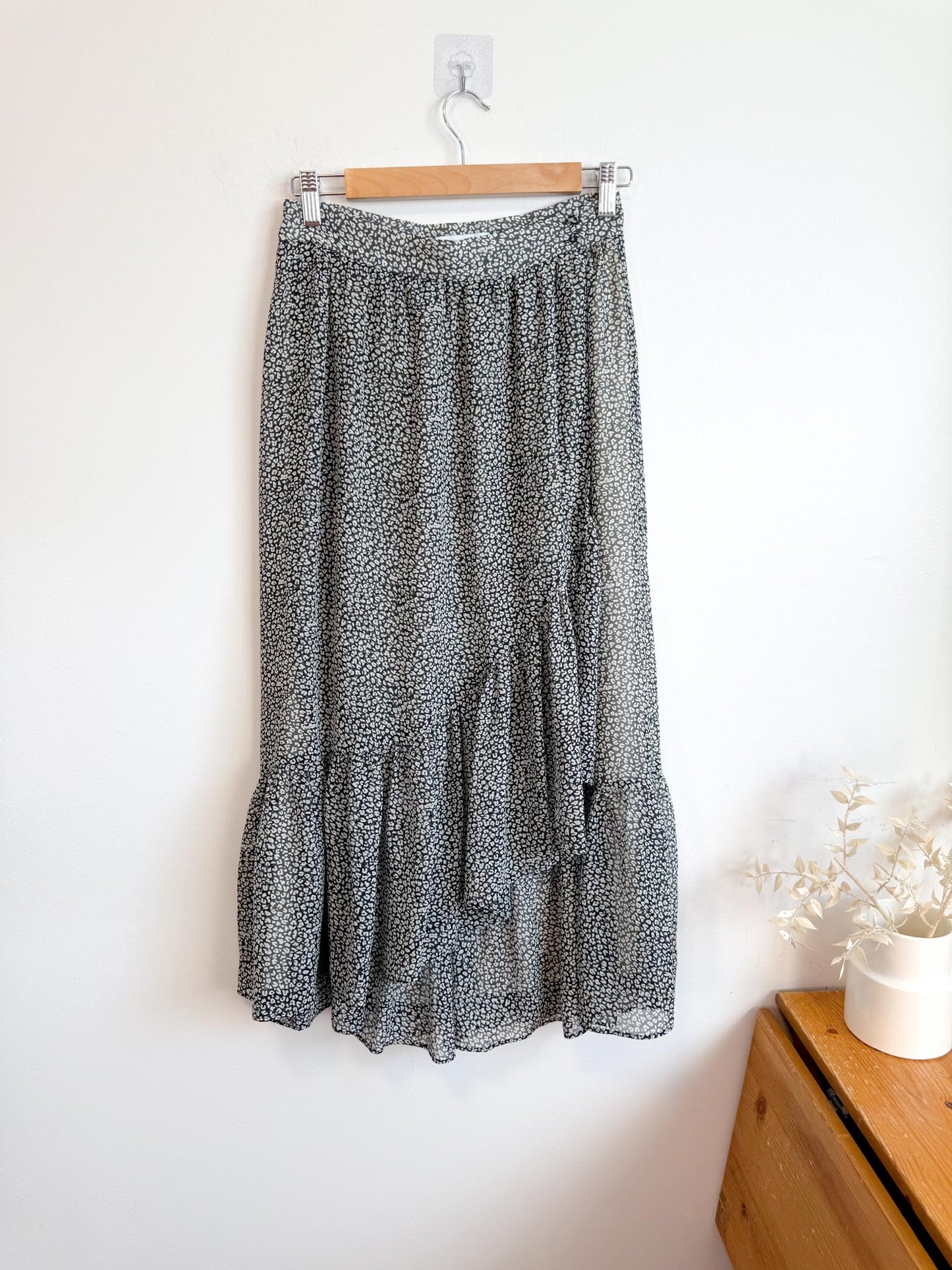SUNCOO Paris "Jupe Felicite Midi Skirt" in Black/White Print (Size S)