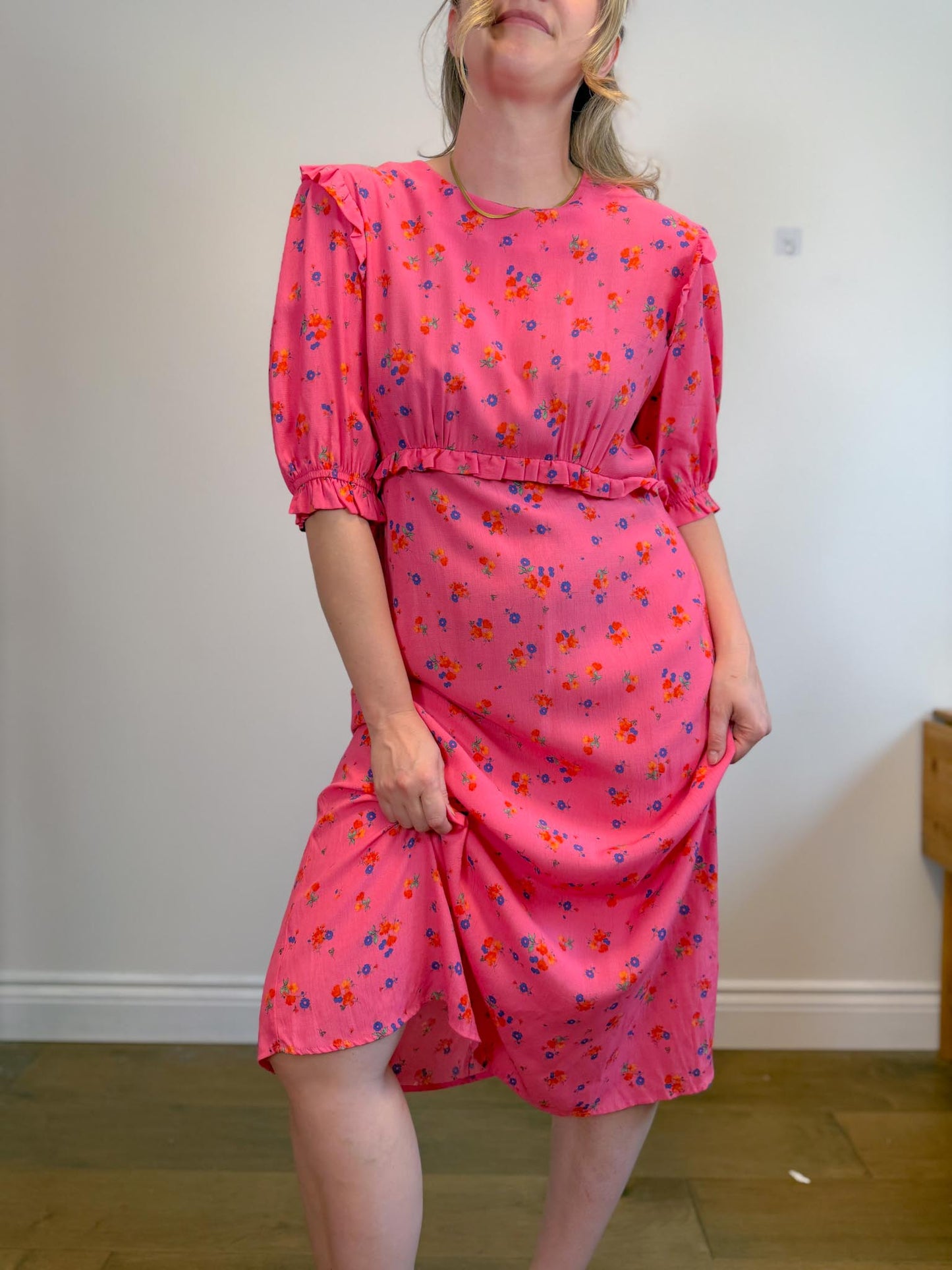 Nobody's Child "Ditsy Floral Pink Felicia Midi Dress" NWT (Size 16)