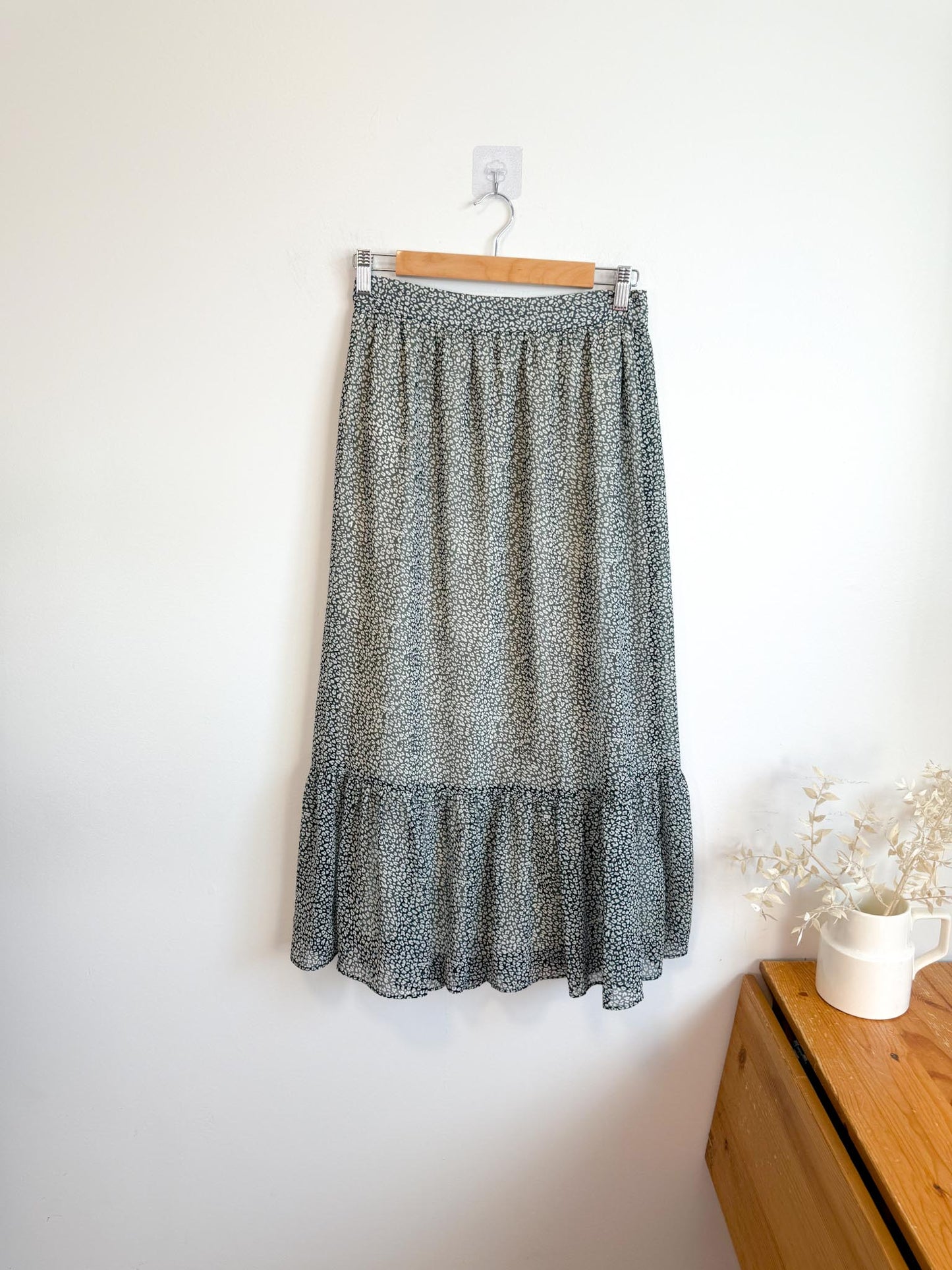 SUNCOO Paris "Jupe Felicite Midi Skirt" in Black/White Print (Size S)