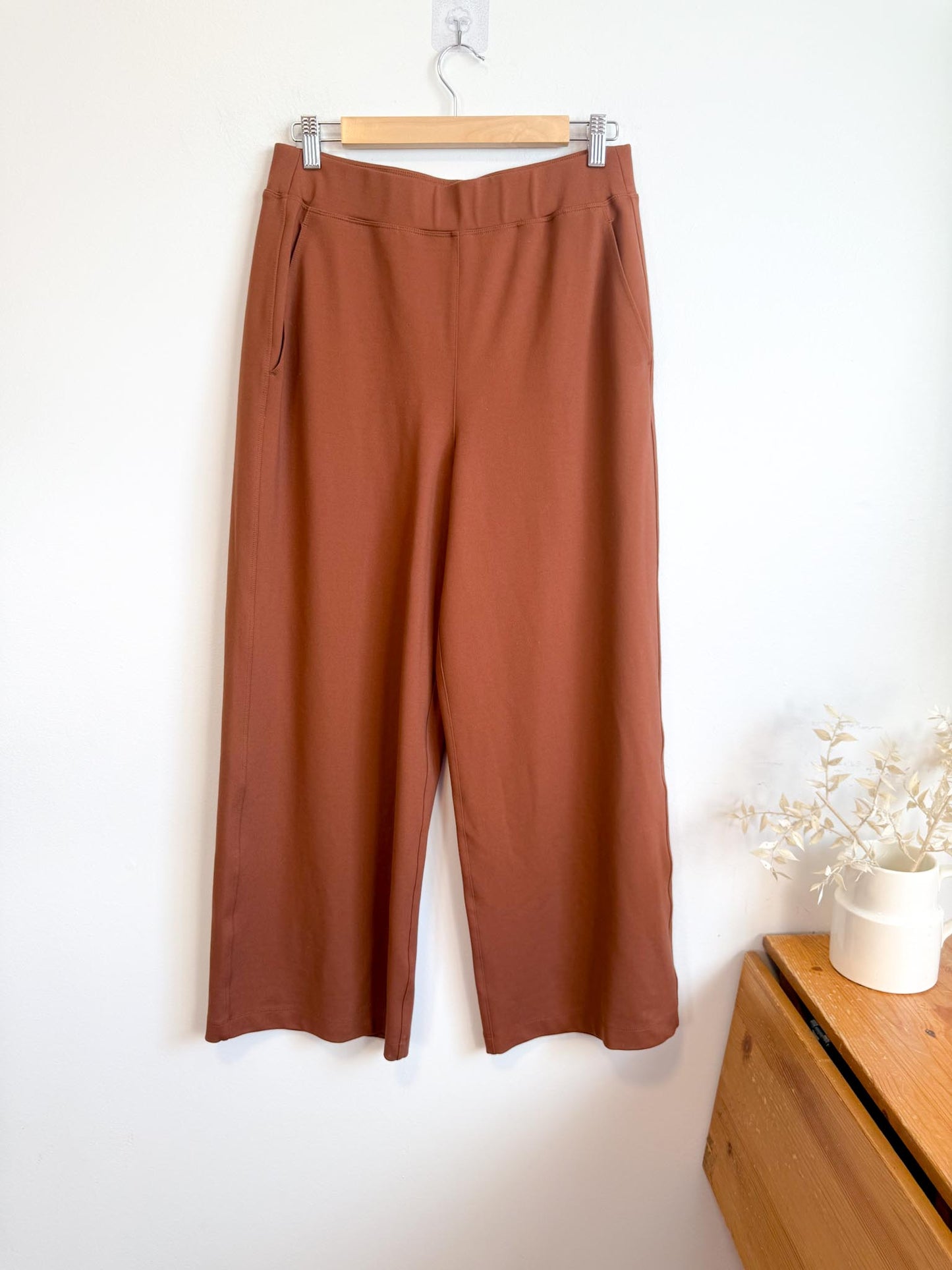 Kit & Ace Pull On Wide Leg Trousers in Brown (Size 12)
