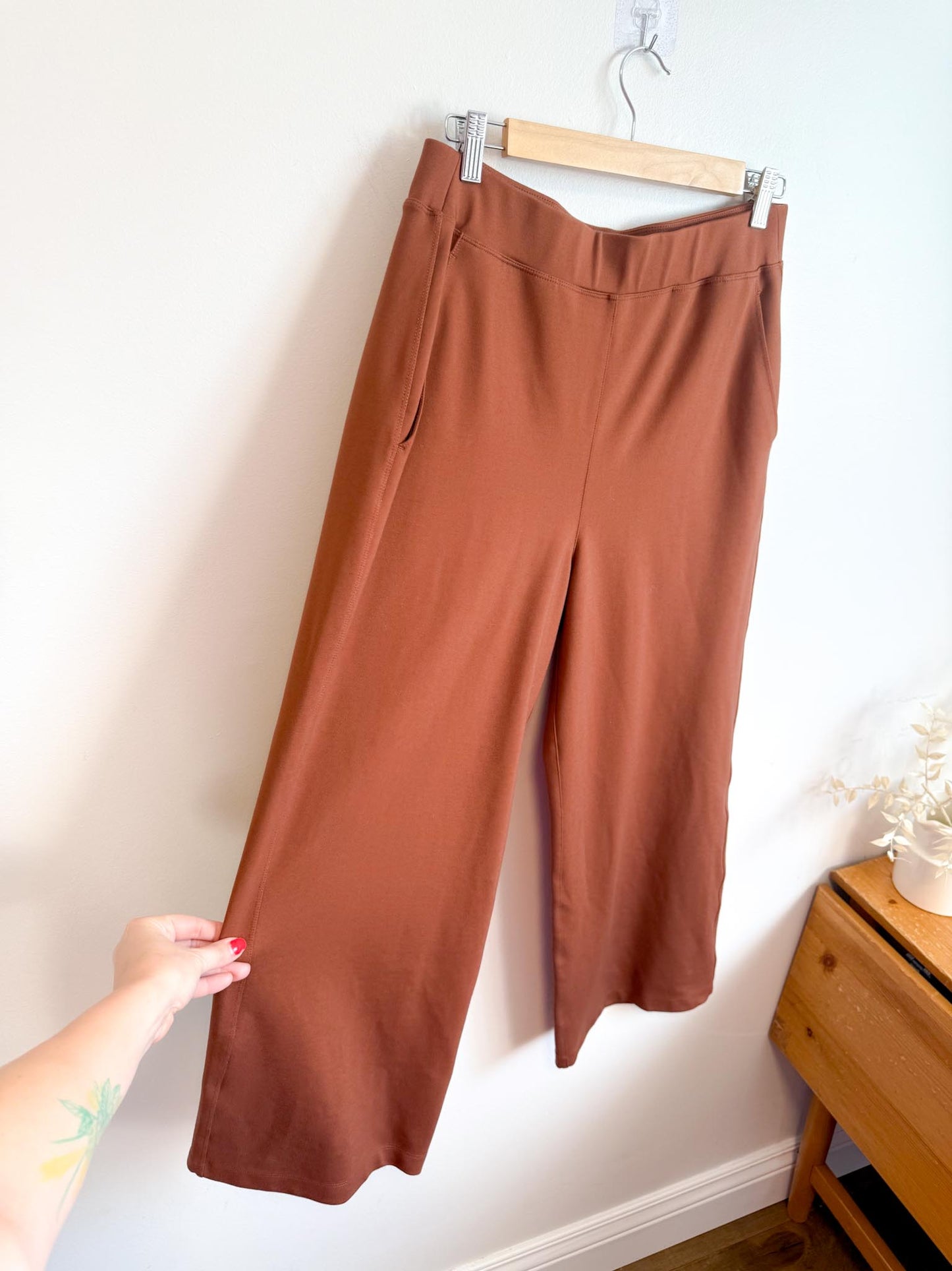 Kit & Ace Pull On Wide Leg Trousers in Brown (Size 12)