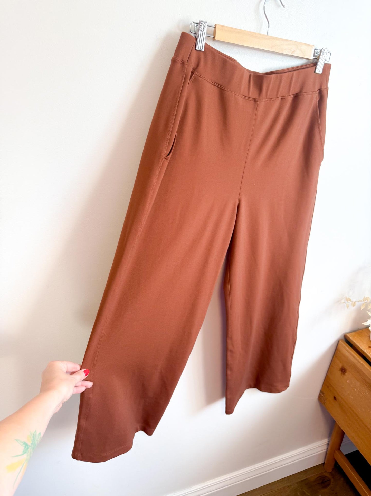 Kit & Ace Pull On Wide Leg Trousers in Brown (Size 12)