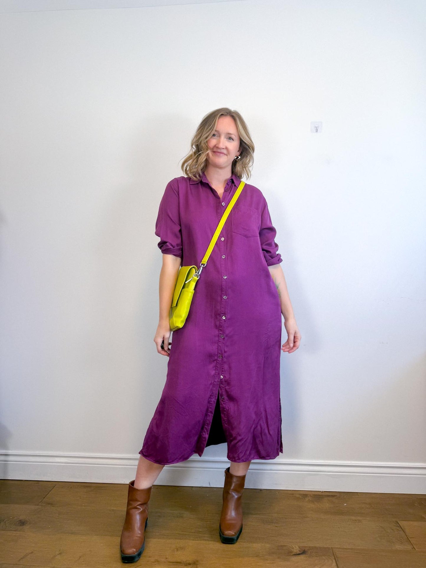 FRNCH Paris Shirt Dress in Aubergine Purple (Size S-L)