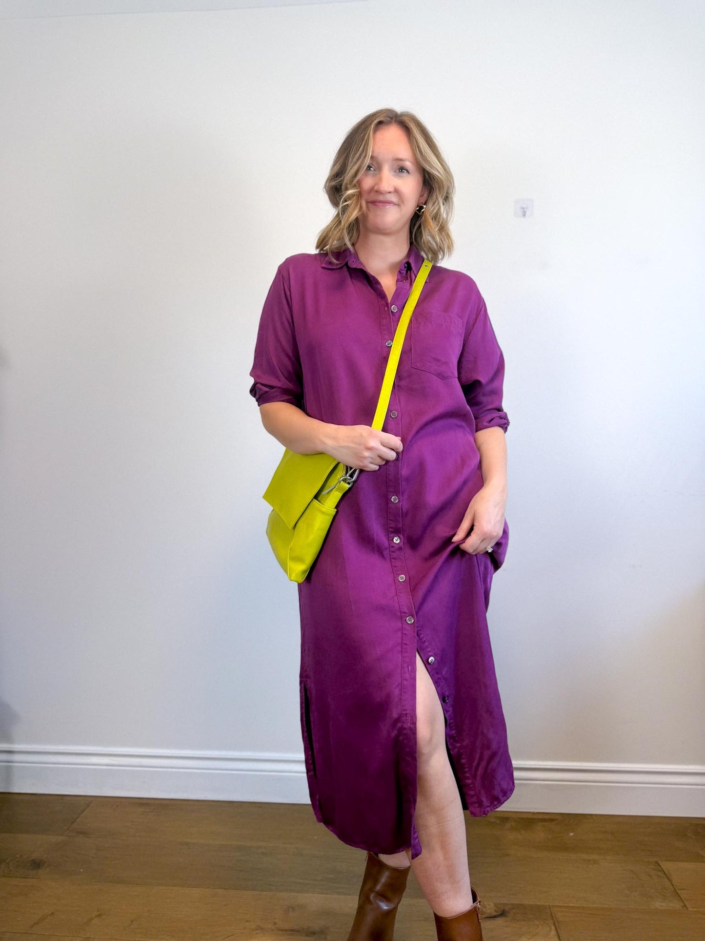 FRNCH Paris Shirt Dress in Aubergine Purple (Size S-L)