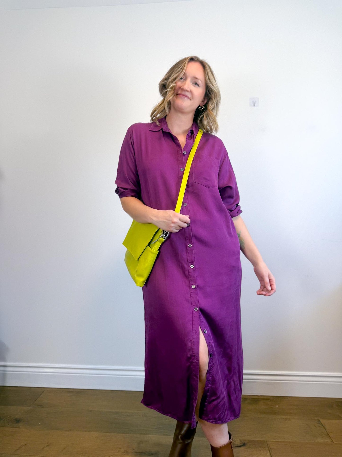 FRNCH Paris Shirt Dress in Aubergine Purple (Size S-L)