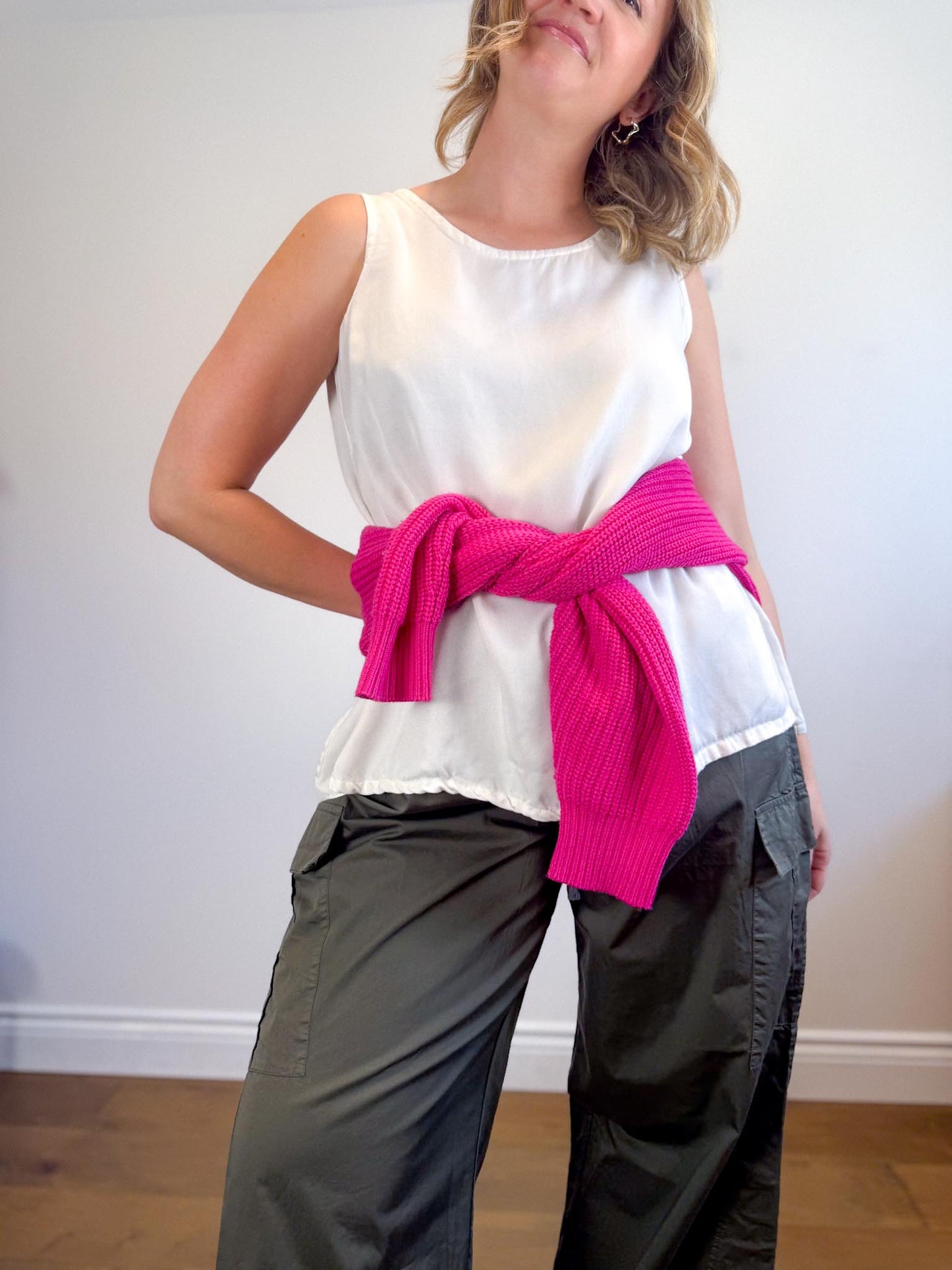 Brynn Walker Sleeveless Tencel Shirt in Off White (Size XS-M)