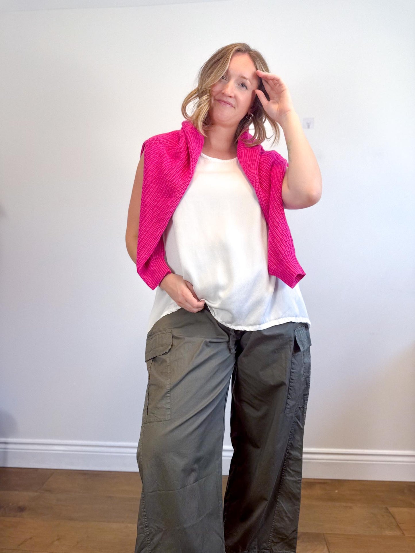 Brynn Walker Sleeveless Tencel Shirt in Off White (Size XS-M)