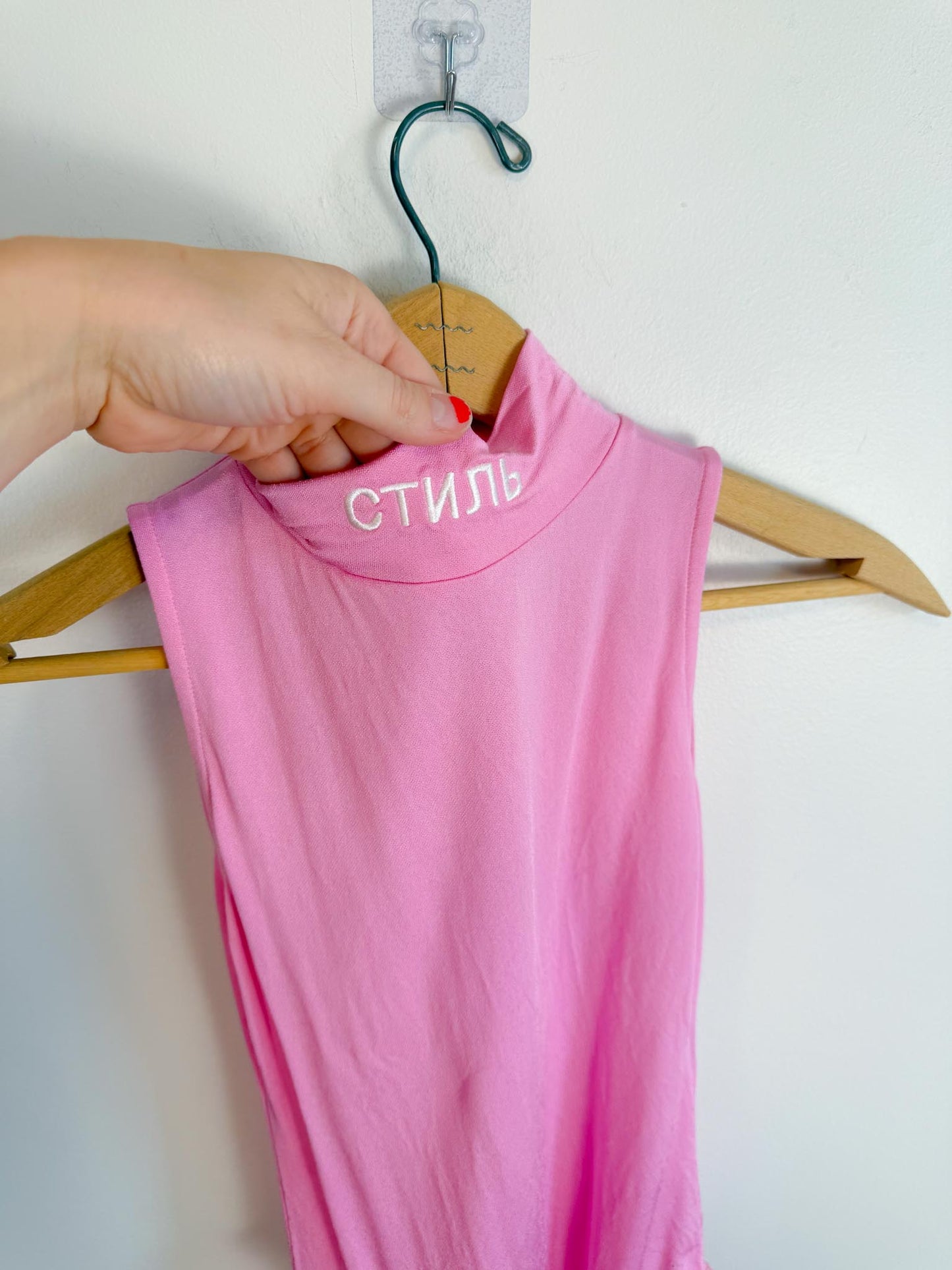 Heron Preston Designer Viscose Bodysuit in Pink (Size XS/S)